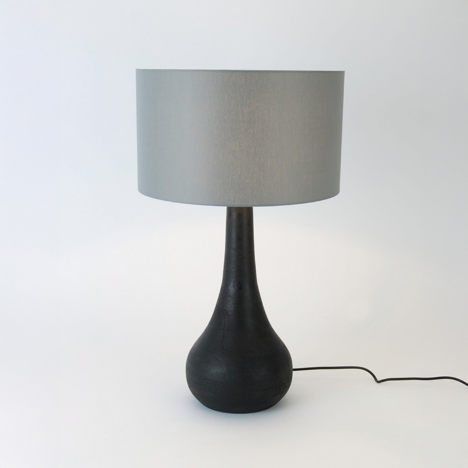 Bordlampe RODOLFO, svart/grå, høyde 63 cm, tre/chintz