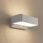 Applique d'extérieur LED Lindby Fando, argent mat, avec détecteur, IP44