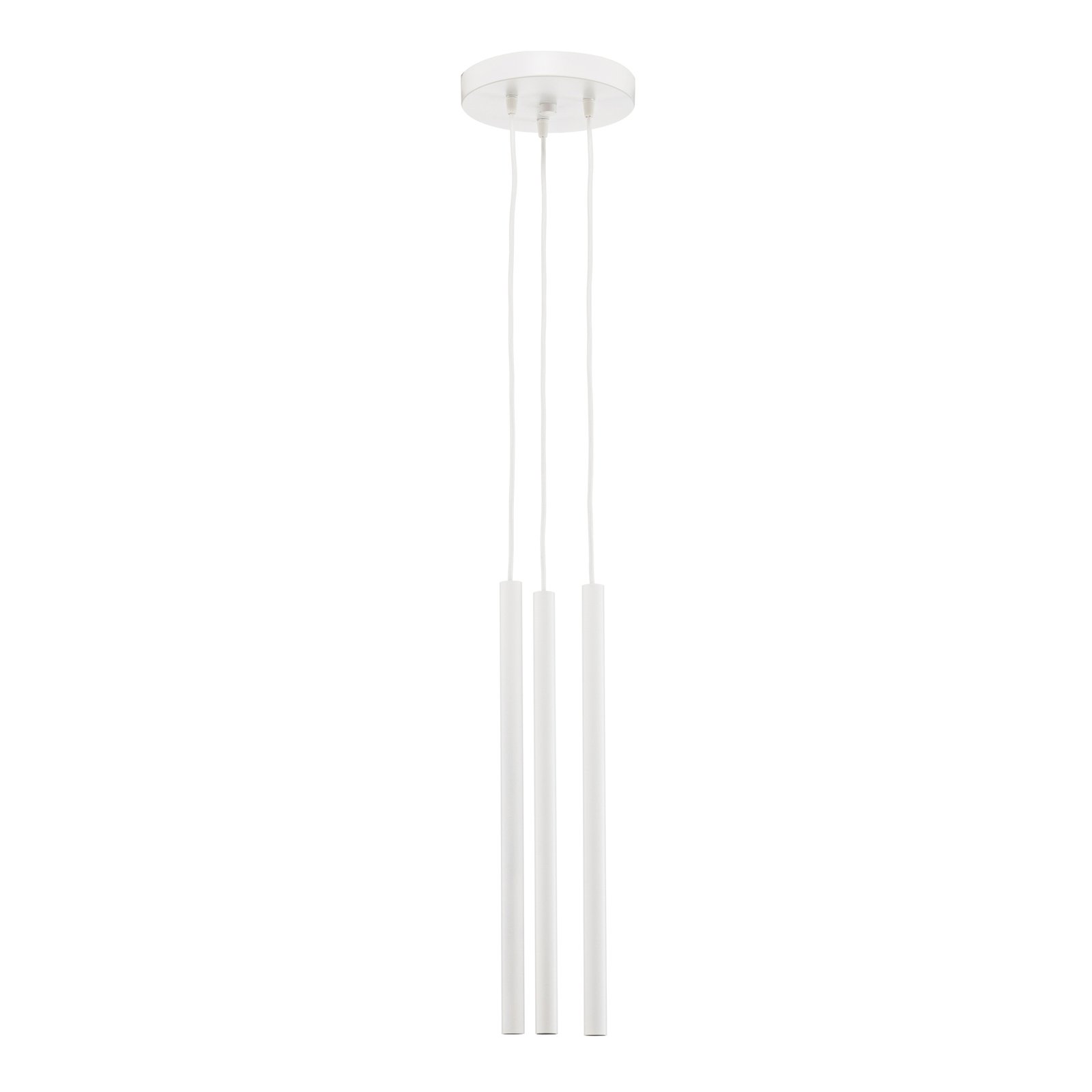 Thin pendant light, white, 3-bulb, rondel