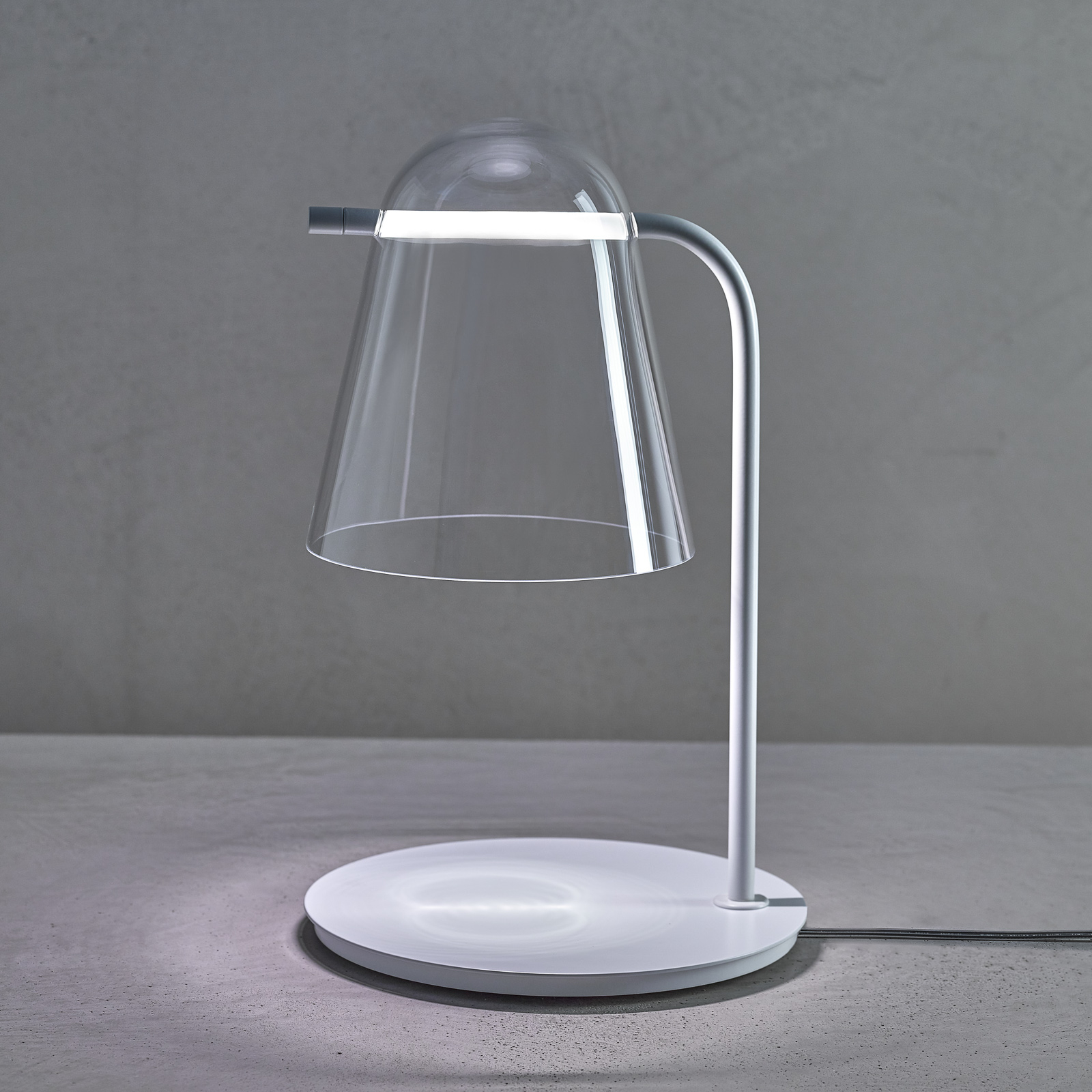 Prandina Sino T3 LED stolní lampa čirá/bílá matná