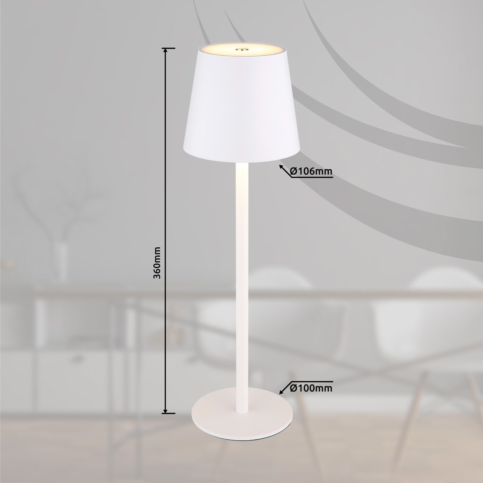 Candeeiro de mesa recarregável LED Vannie, branco, altura 36 cm, CCT