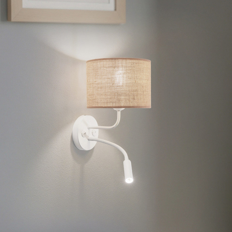 Duolla Jute vägglampa textil brun/vit läslampa, brun / rost från Duolla