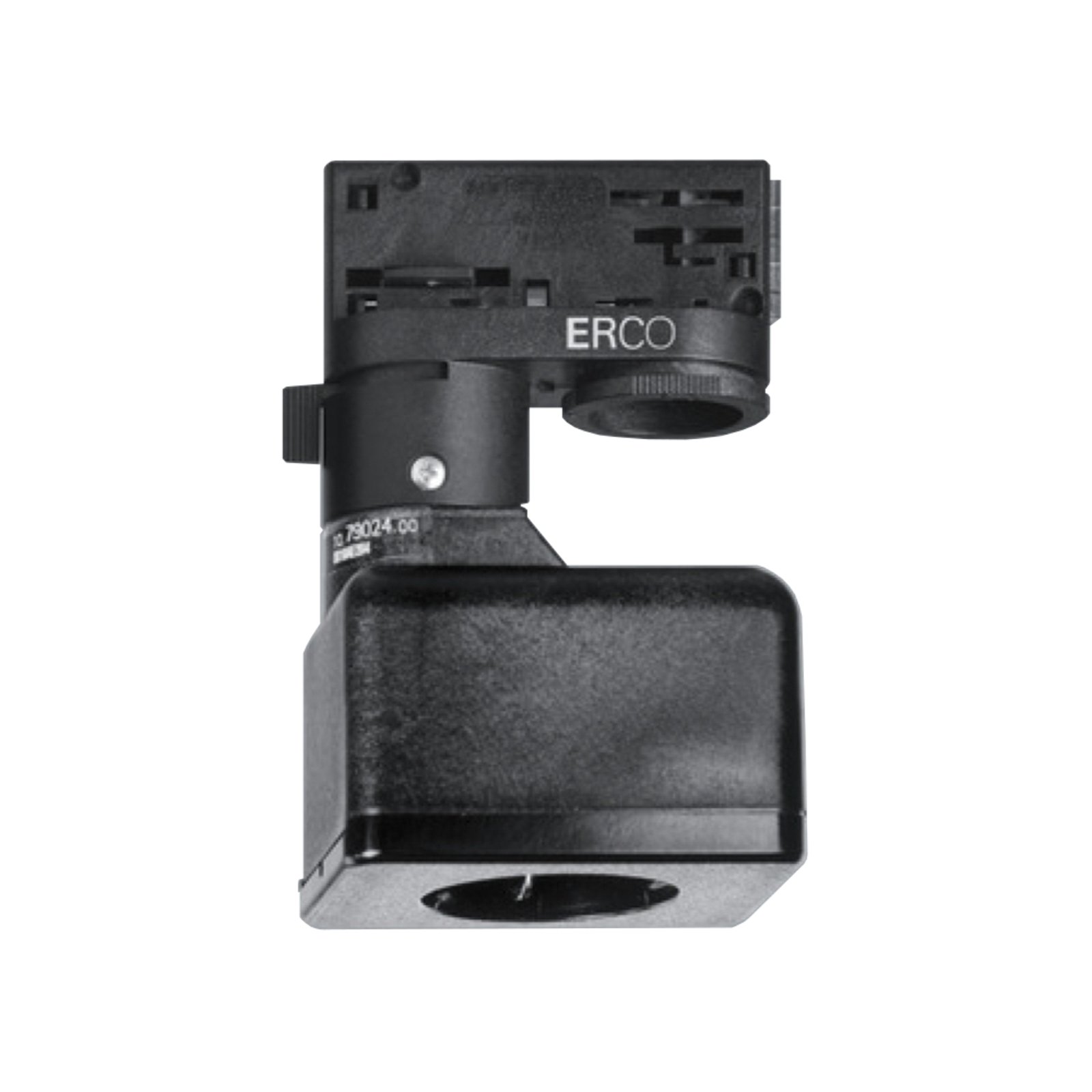 ERCO 3-circuit adapter with a Schuko socket, black