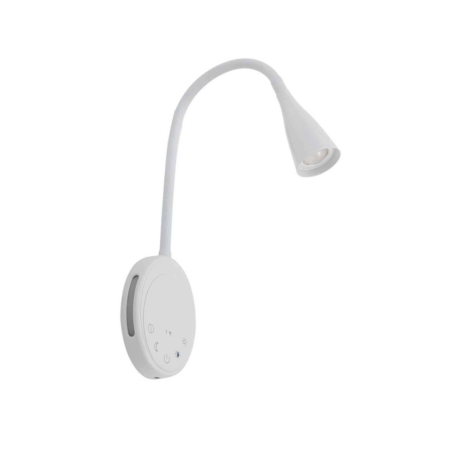 Lindby LED-Leseleuchte Zayna, weiß, CCT, USB, dimmbar, Timer