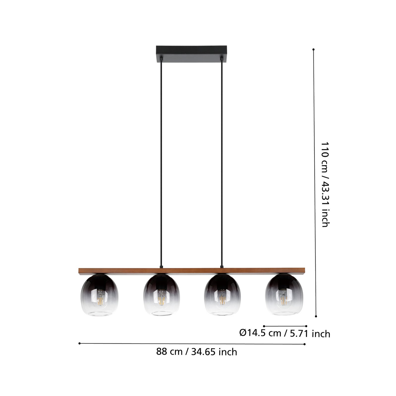 Filago-riippuvalo, neljä varjostinta, savulasia