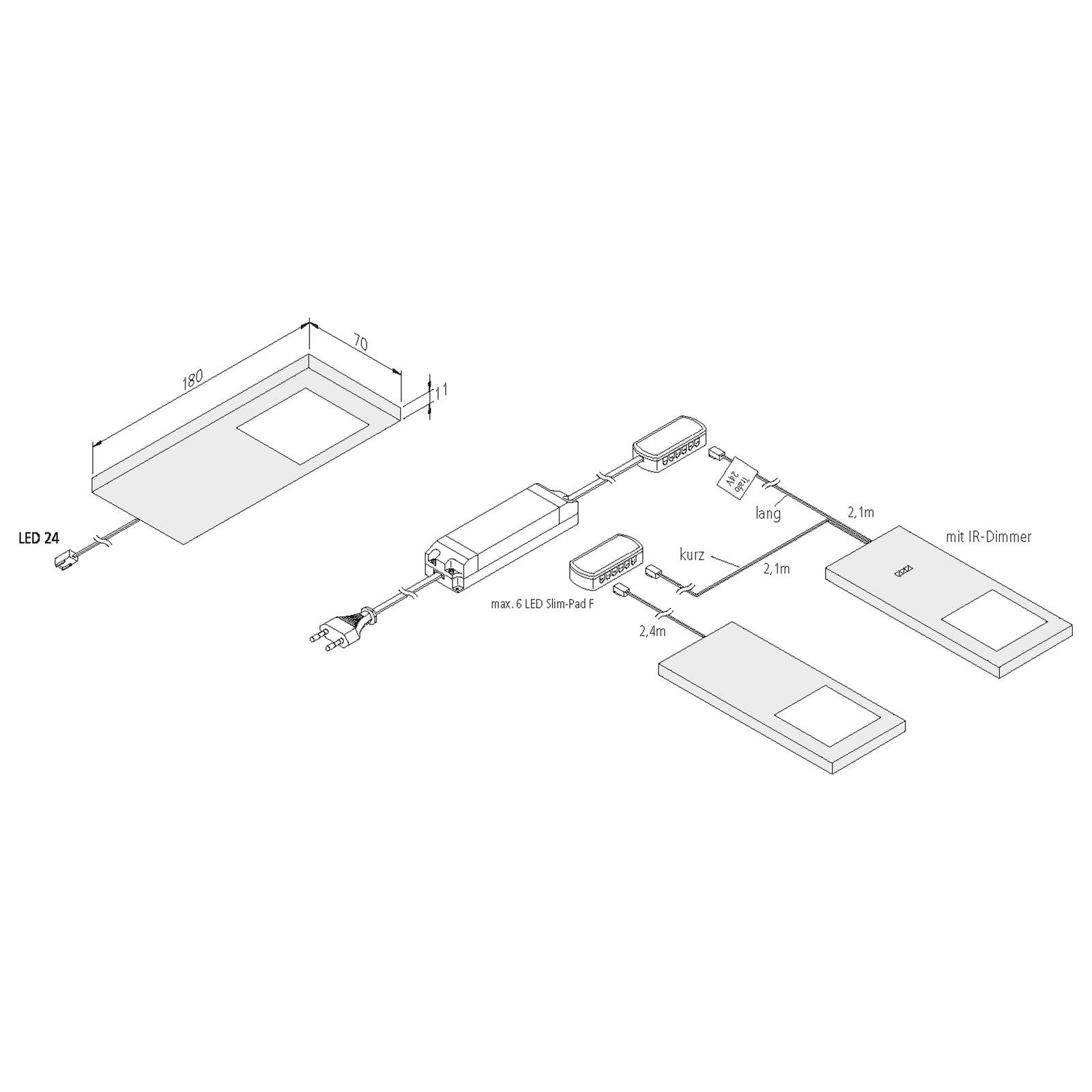 Oprawa podszafkowa Slim-Pad 3 szt. 4 000 K czarna