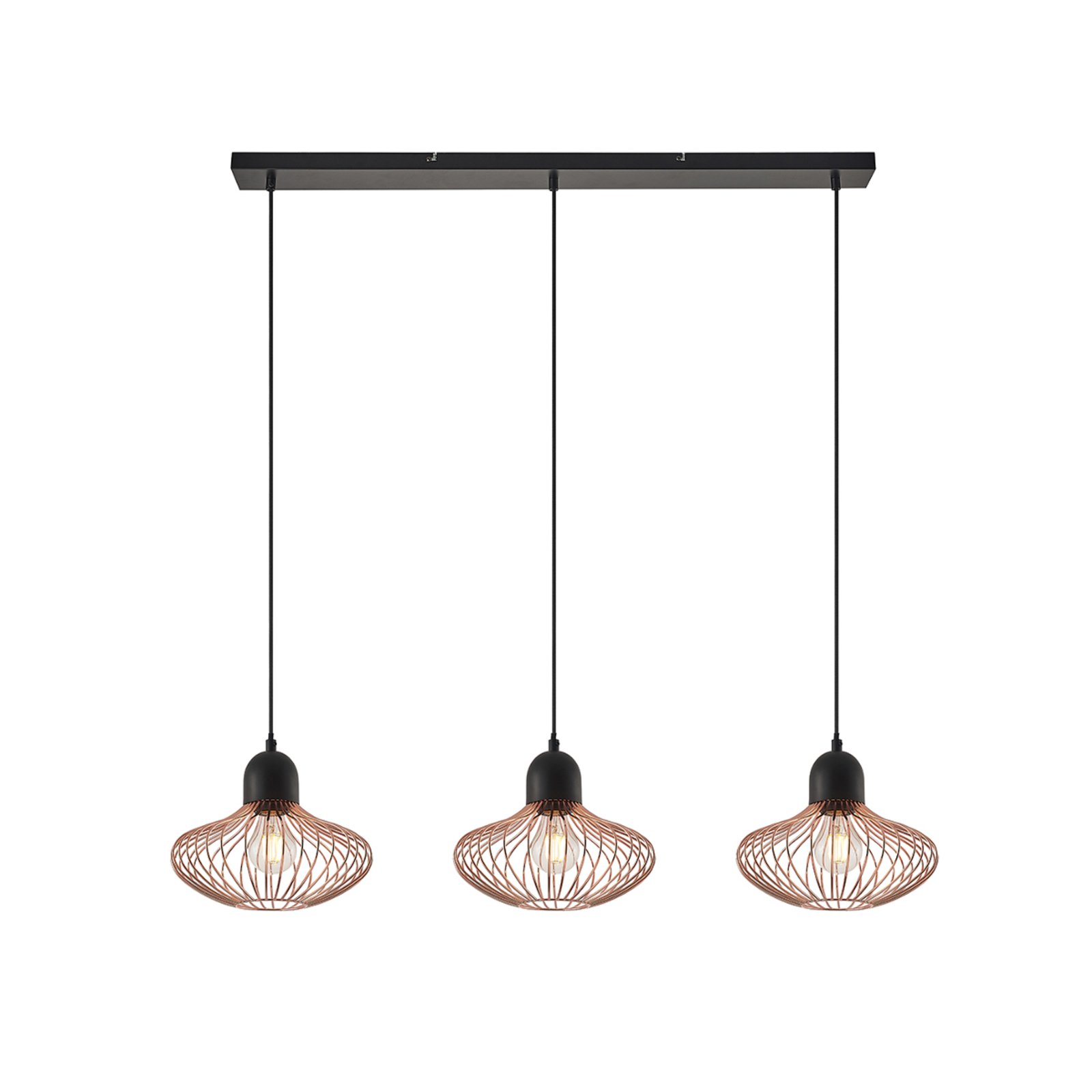 Justinos 3 Pendelleuchte Black/Copper - Lindby