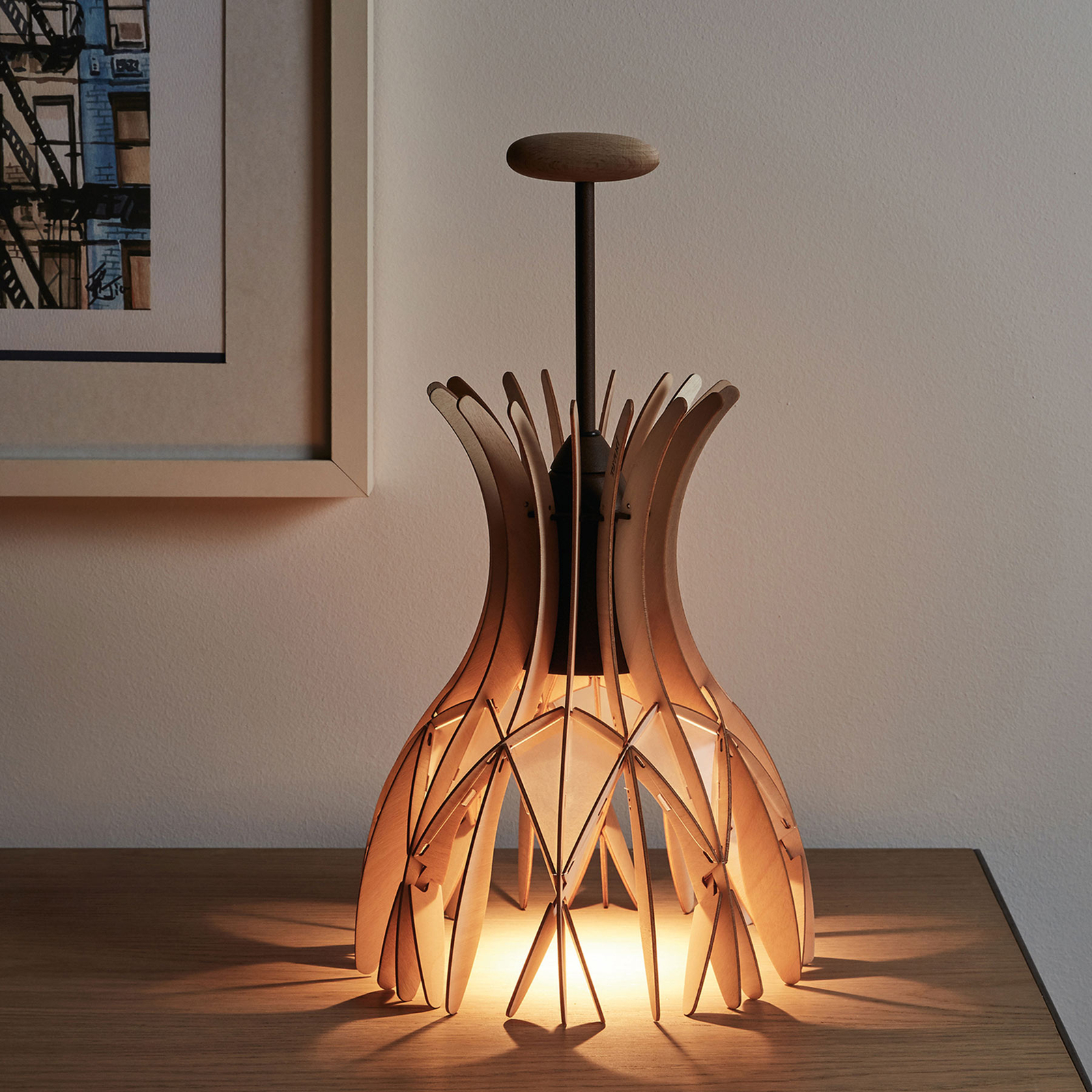 Bover Domita M/36 lámpara mesa madera, marrón/haya
