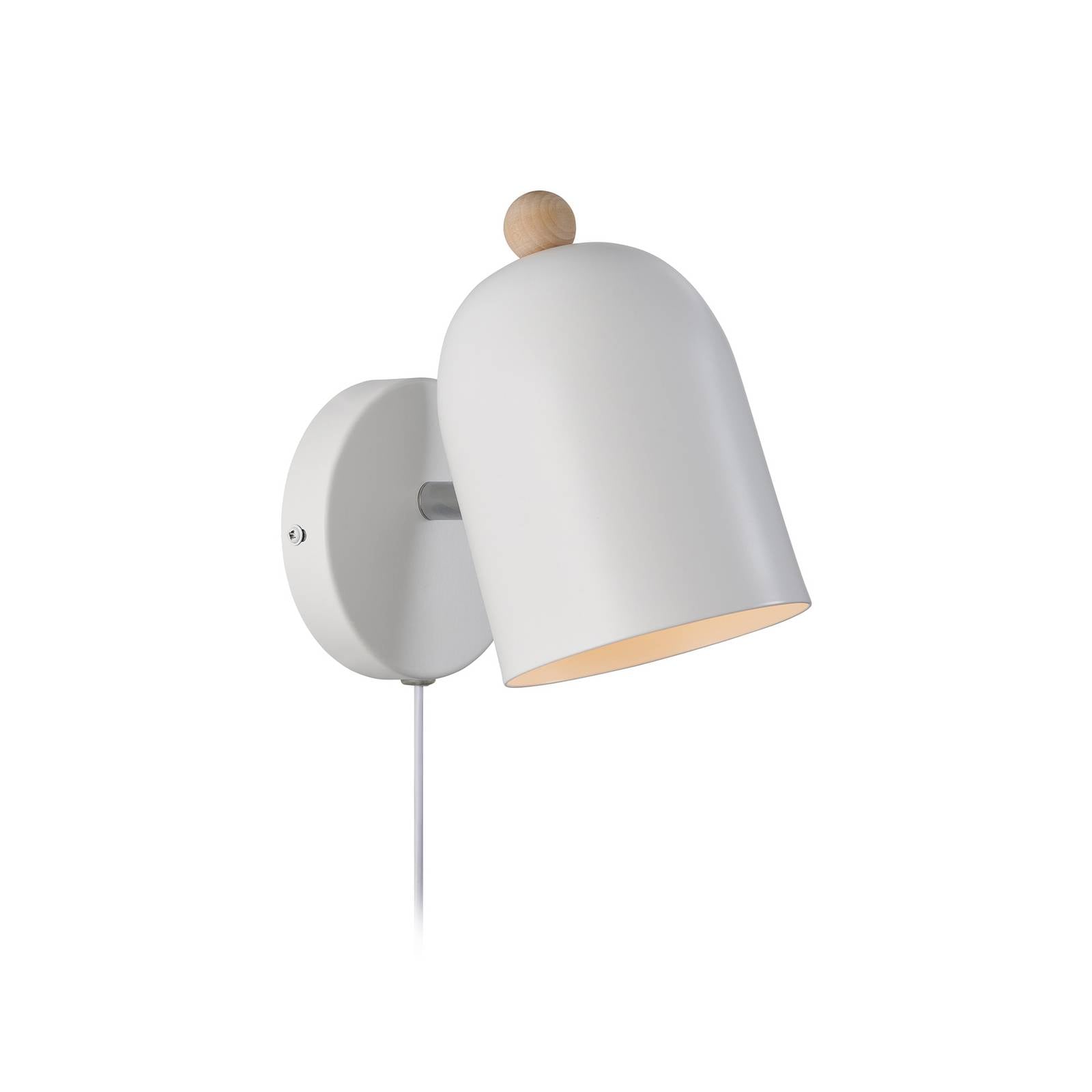 Wandleuchte Gaston mit Kabel und Stecker, Metall, weiß