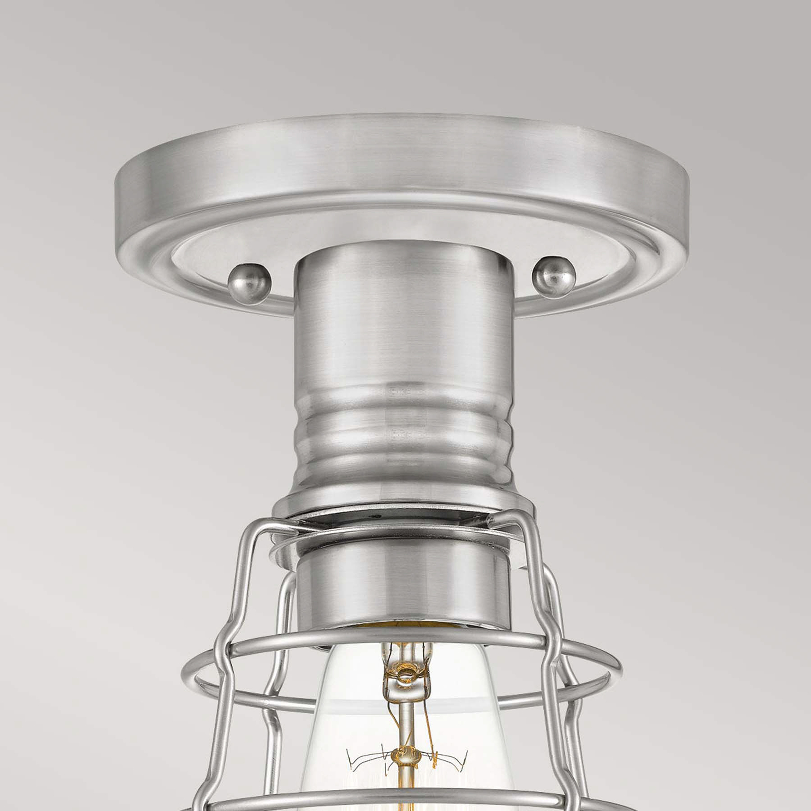 Lampa sufitowa Mixon z metalową klatką, szczotkowany nikiel