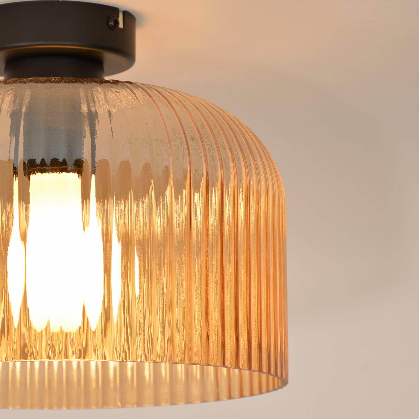 Lampa sufitowa Luigi w kolorze bursztynowym/czarnym, średnica 25 cm, szkło