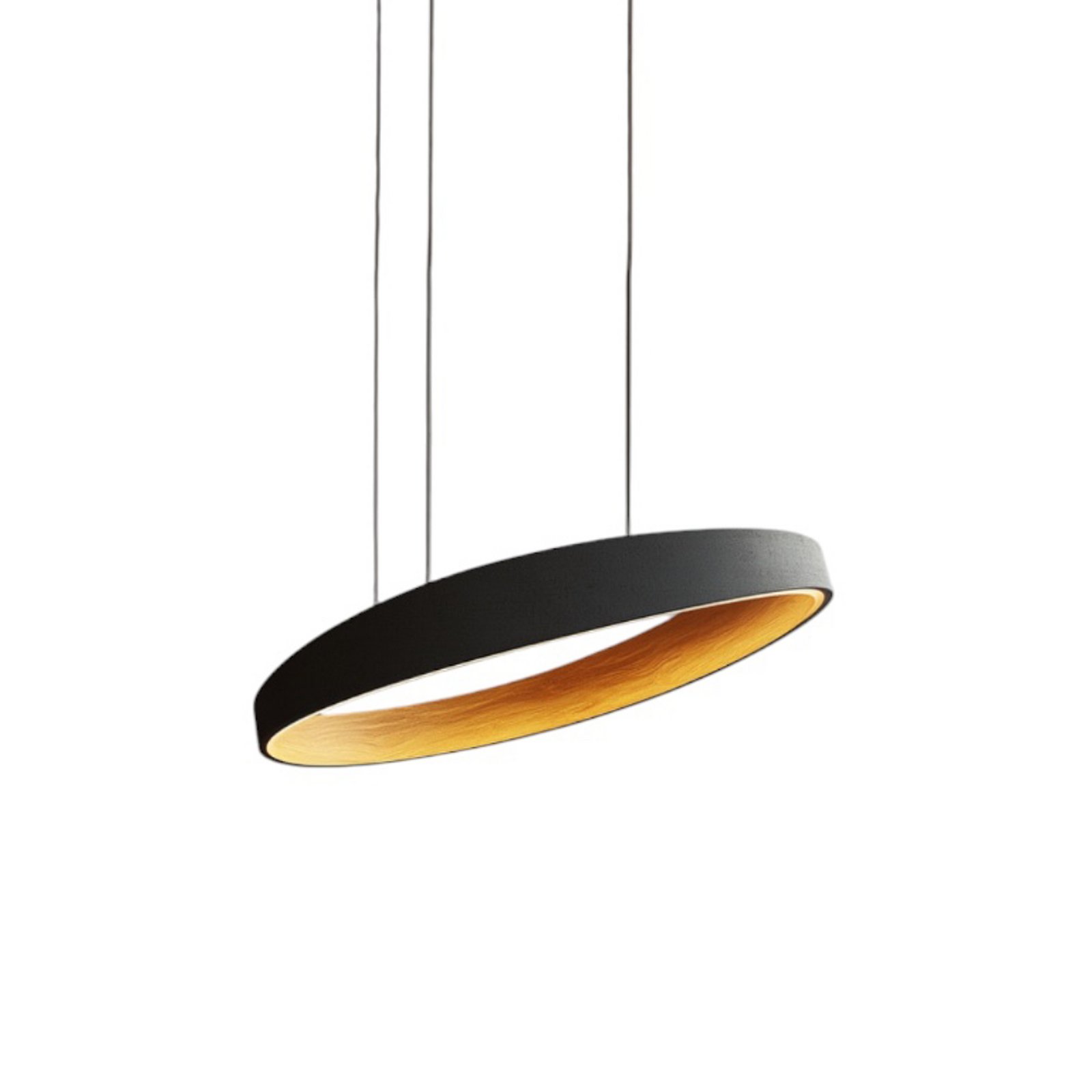 Lucande Lampada LED a sospensione Daelor, nero, alluminio/legno, CCT, Ø70cm