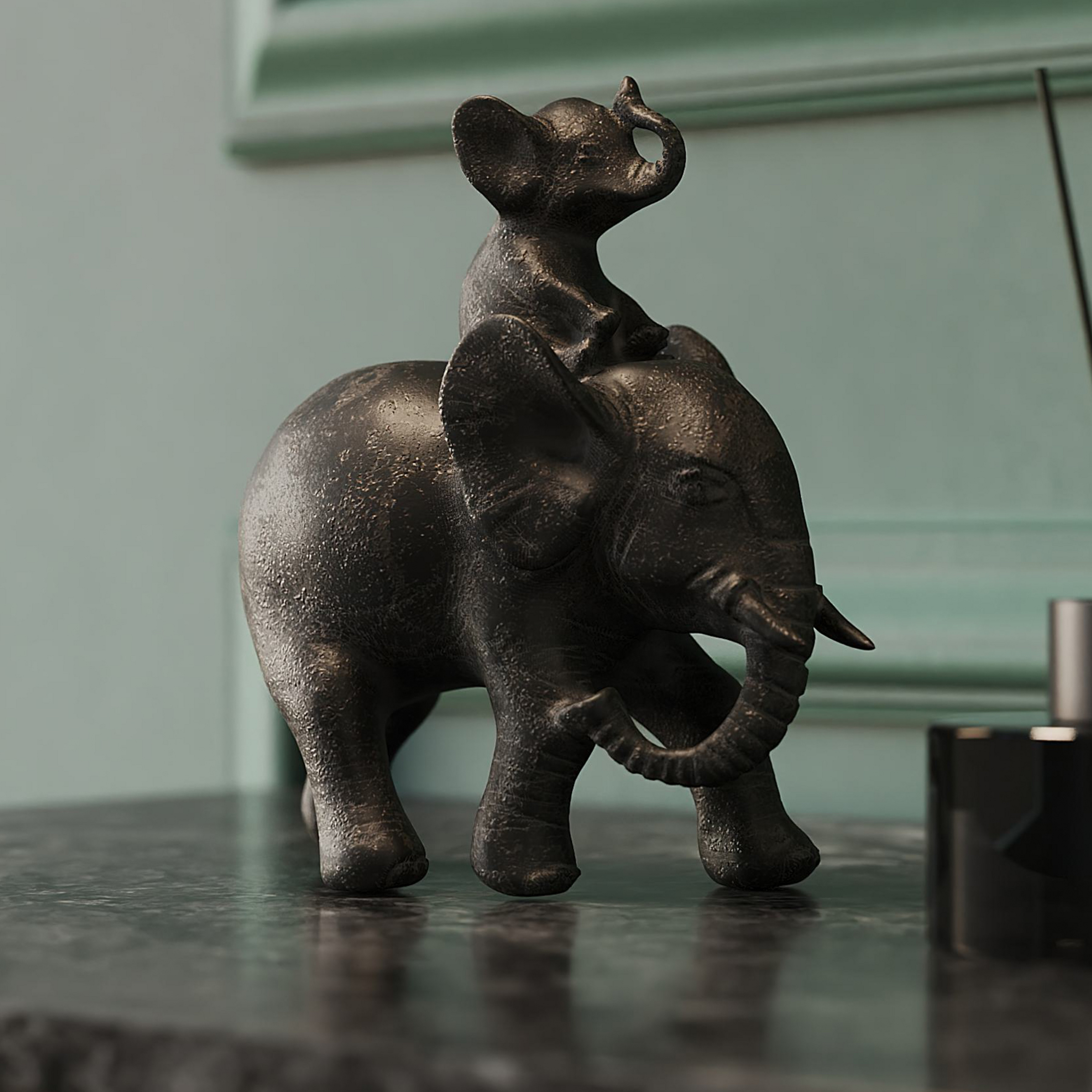 KARE statuetta decorativa Elefante Dumbo Uno, poliresina, marrone, H 19 cm