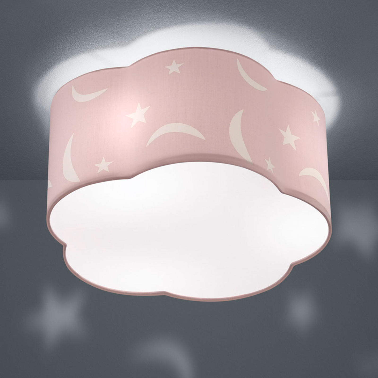 Lámpara de techo Moony infantil rosa pastel
