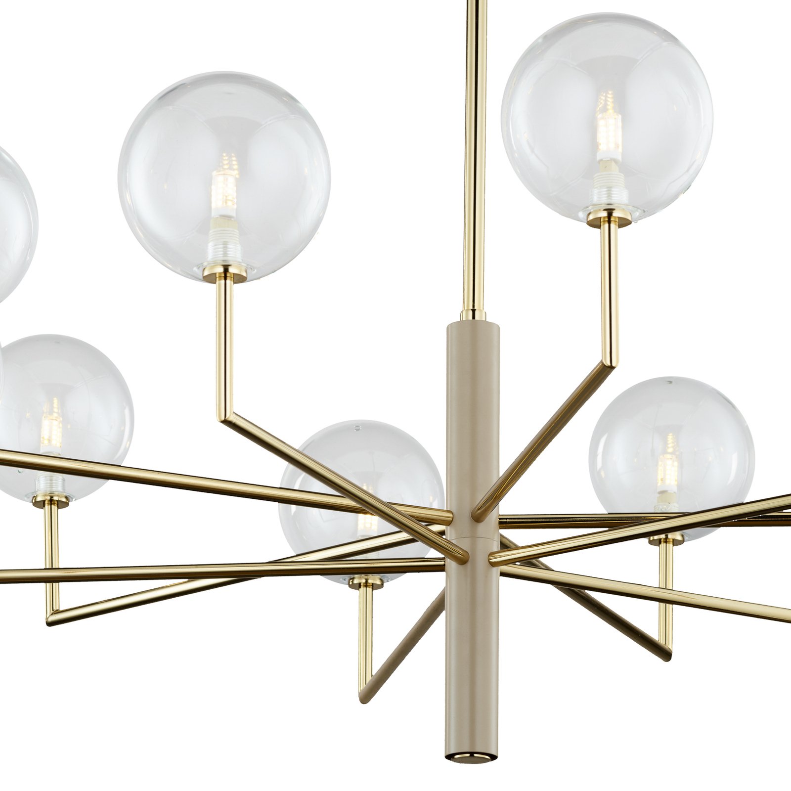 Feme chandelier, gold-coloured, glass, 10-bulb, G9