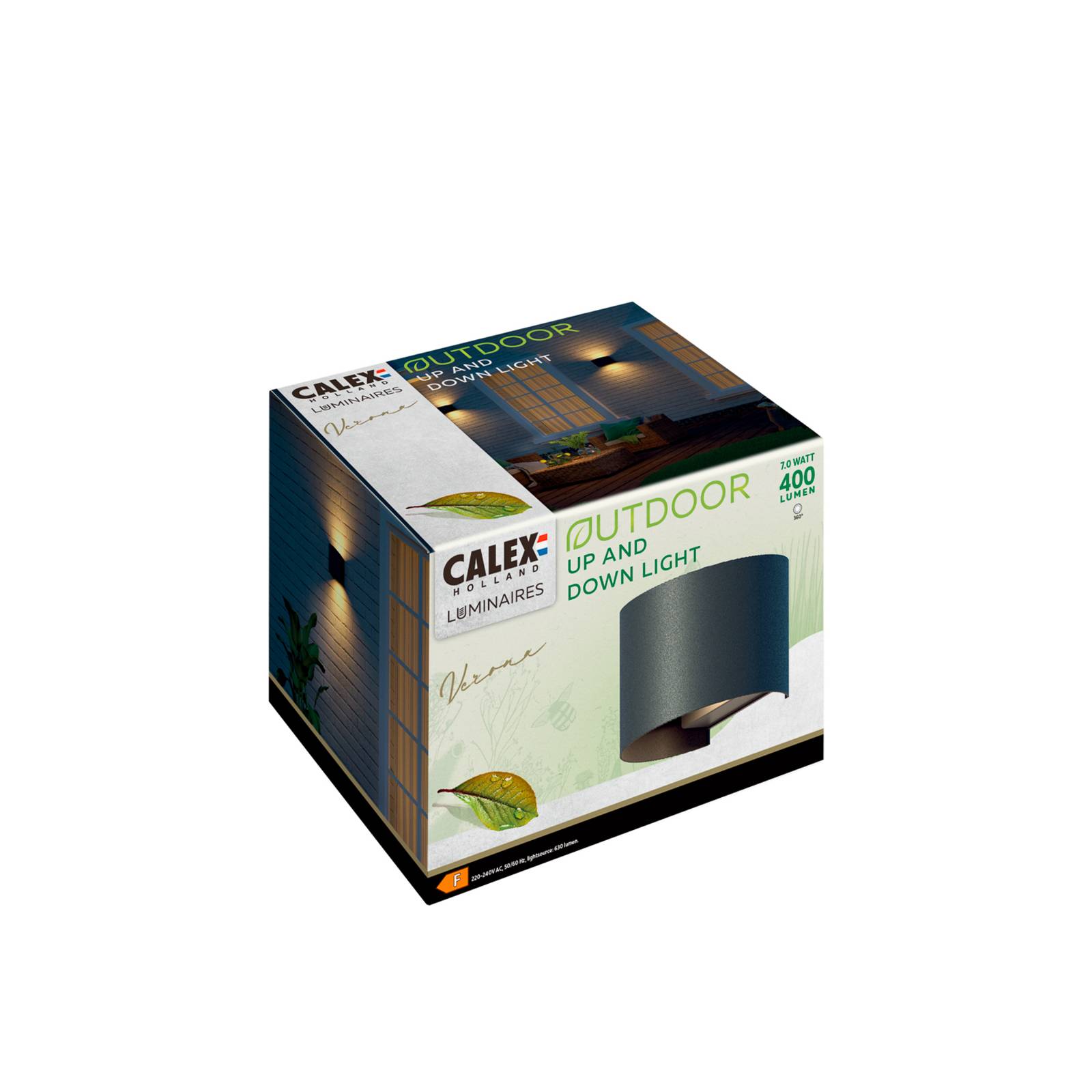 Calex LED utendørs LED-vegglampe Oval opp/ned høyde 10 cm svart