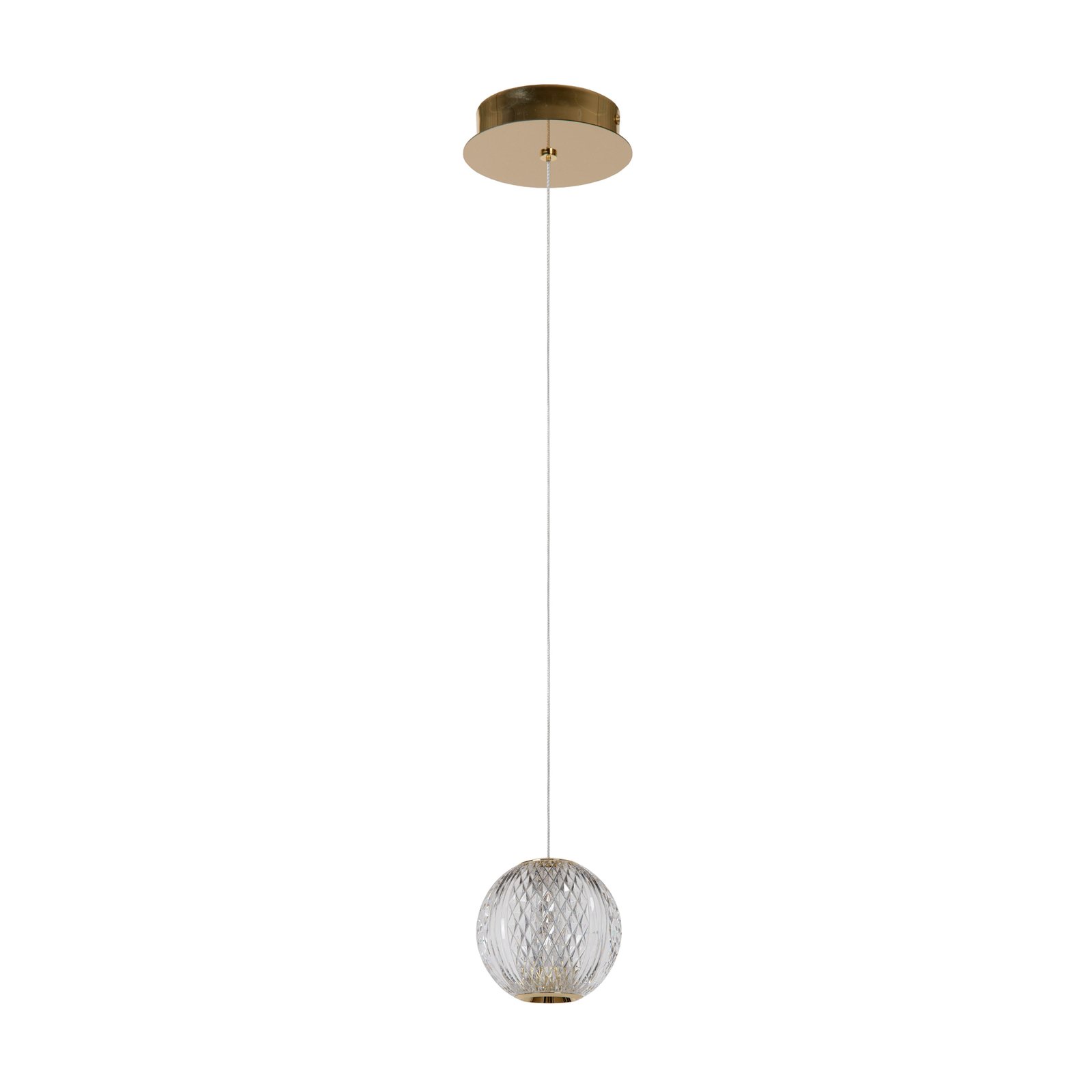 Candeeiro suspenso Cintra LED, Ø 14 cm, transparente/dourado, acrílico