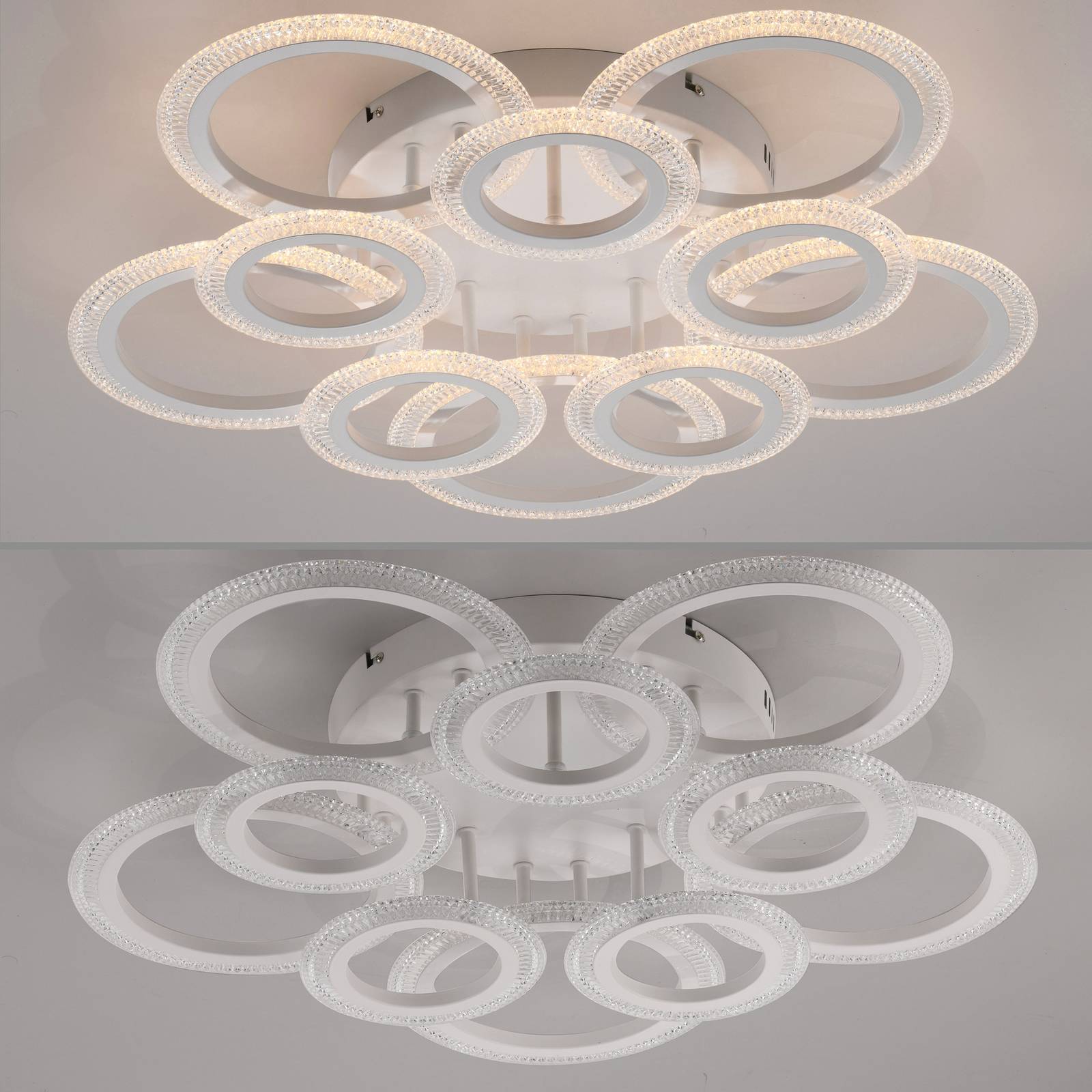 Lampa sufitowa LED Crystallo, okrągła, biała, żelazna, 3 000 K