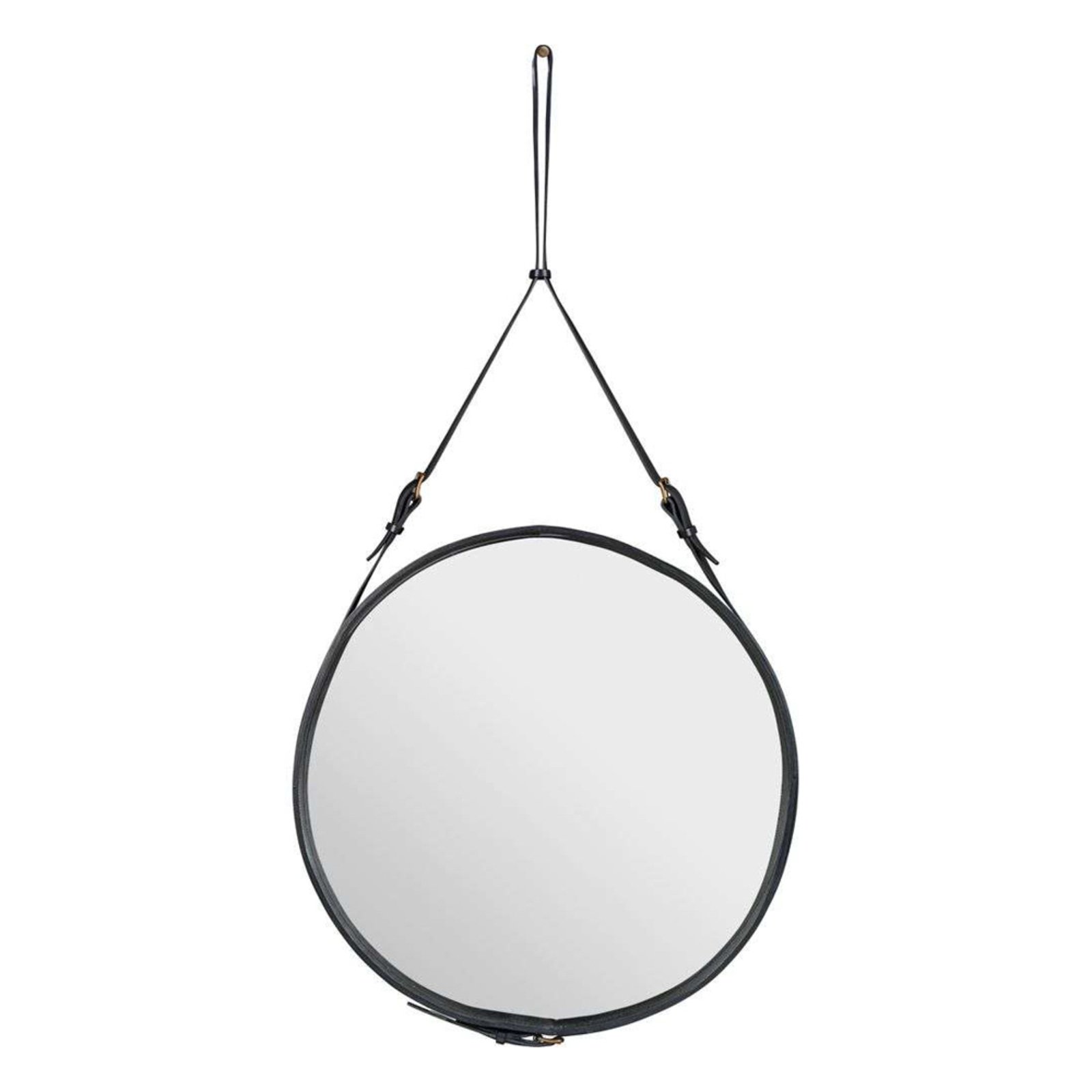 Adnet Wall Mirror Circular Ø70 Black Leather - GUBI