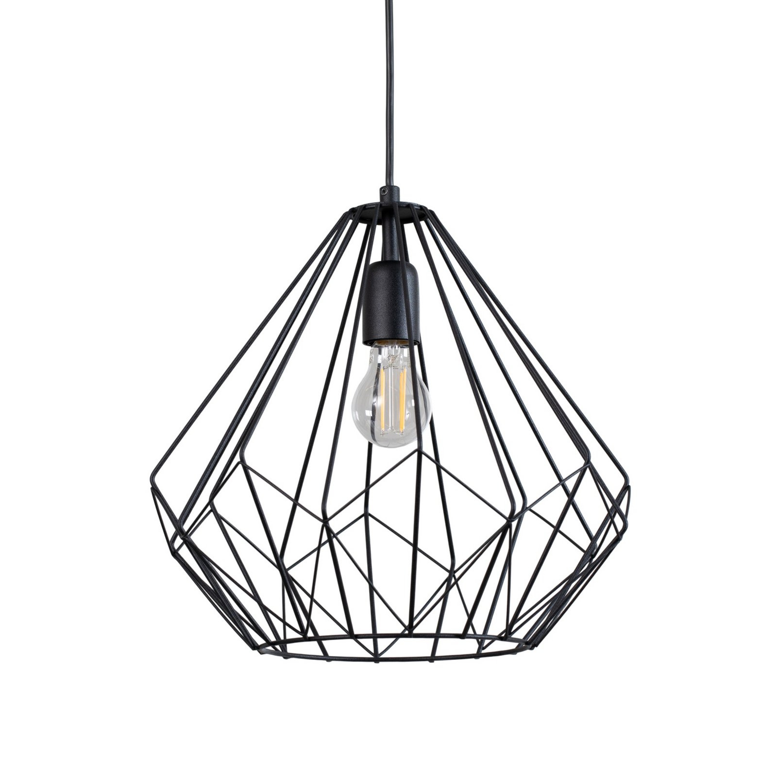 Hengelampe Diamond, svart, metall, Ø 37 cm, E27