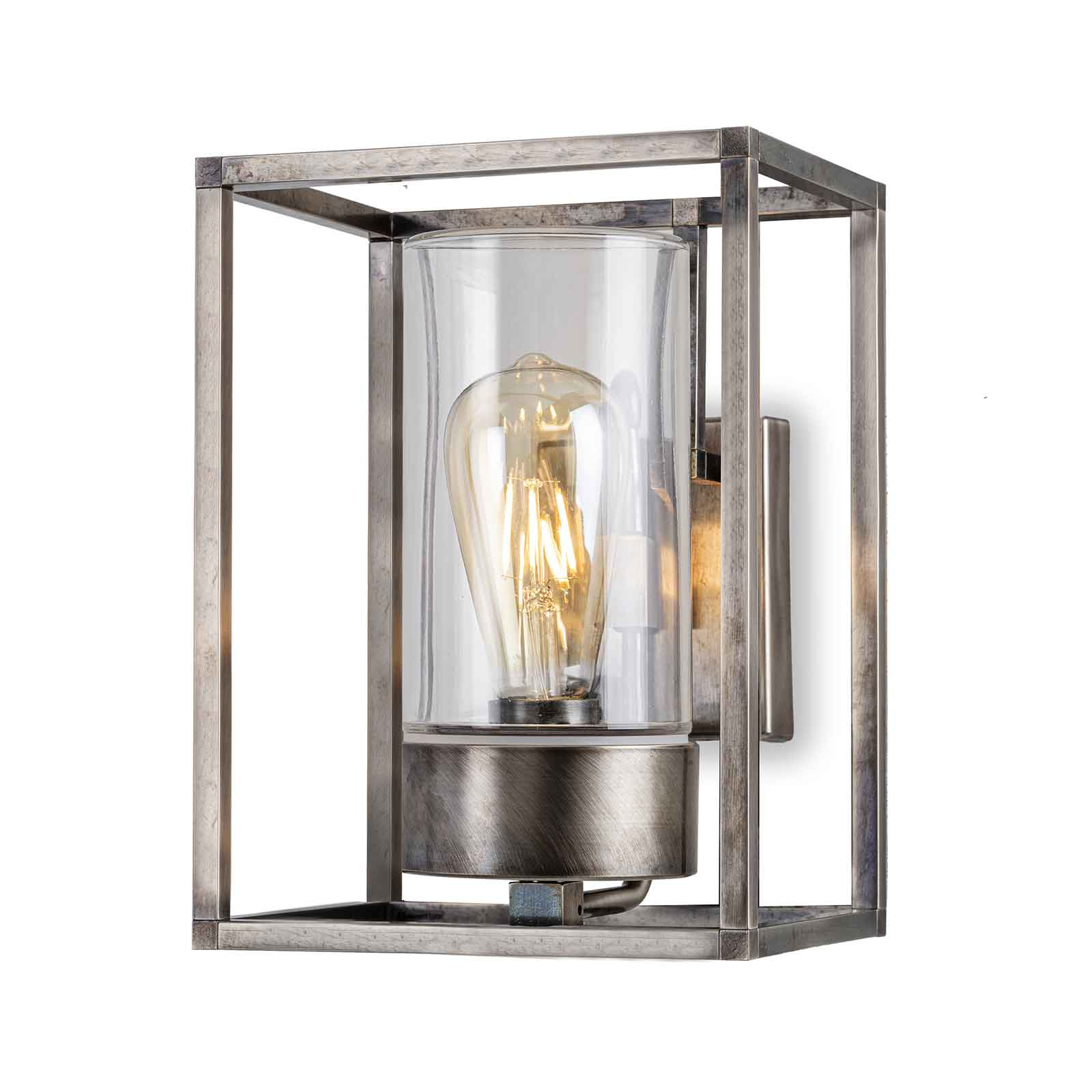 Outdoor wall light Cubic³ 3363 nickel antique/clear