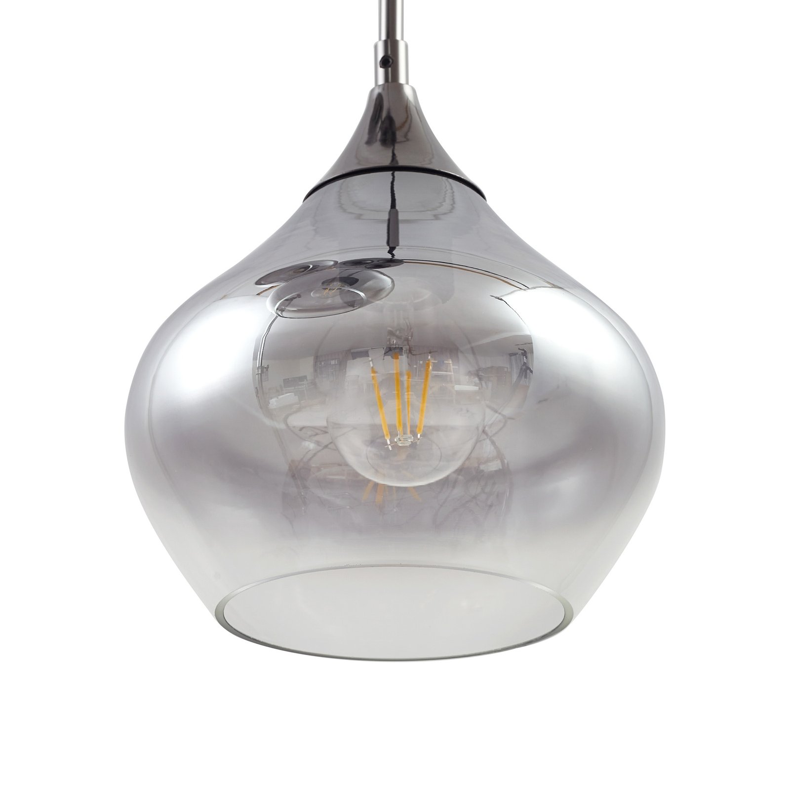 Lucande pendant light Jarven, 3-bulb, black, glass