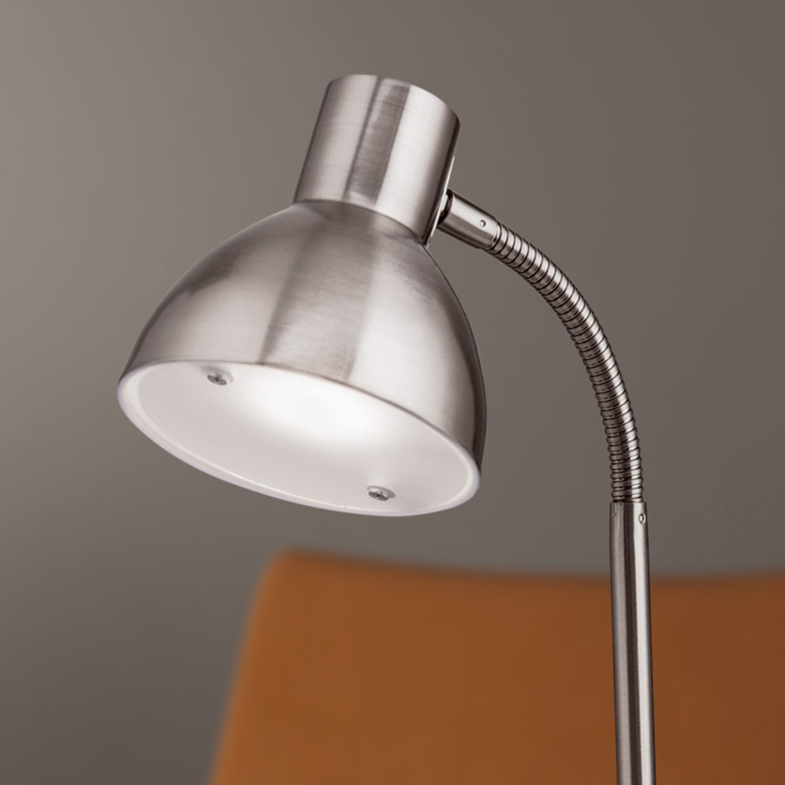 Orion matt nickel-coloured LED desk lamp Isra, for Workroom / Office, metal, 7 W, energy efficiency: A+, H: 36.5 cm