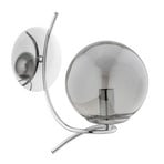 Sentia wall light, chrome / smoke grey, glass, Ø 15 cm