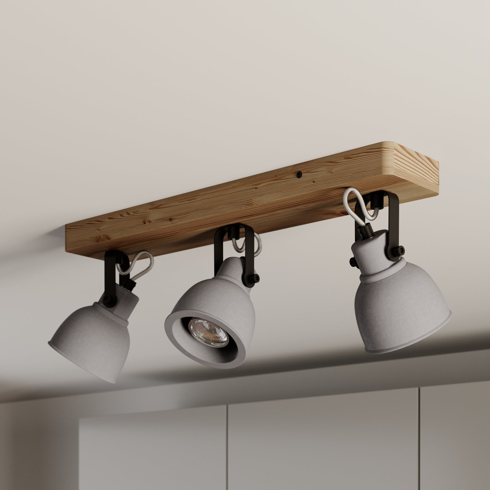 Mirka 3 Plafoniera Grigio/Scuro Quercia - Lindby