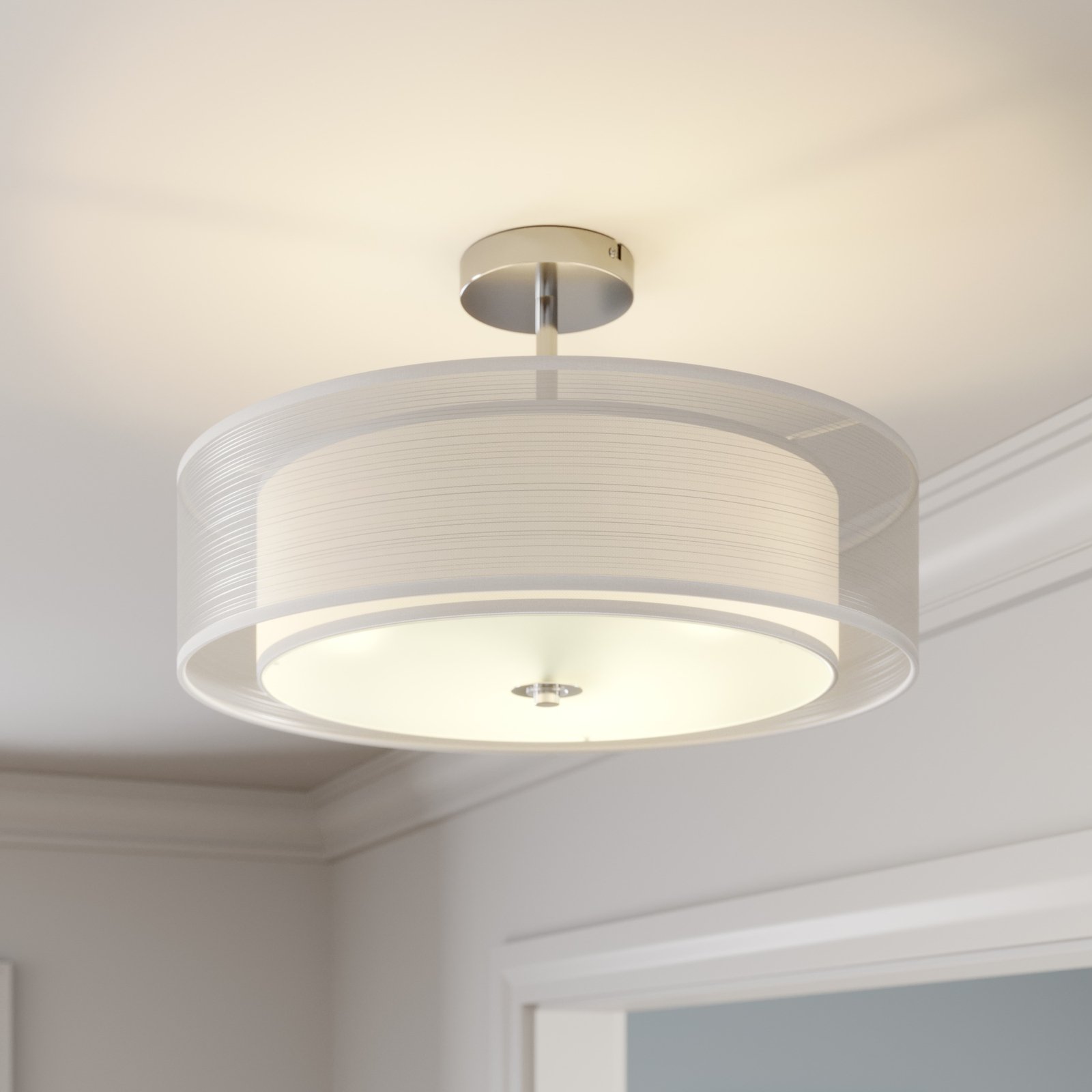Pikka LED ceiling light with a white lampshade