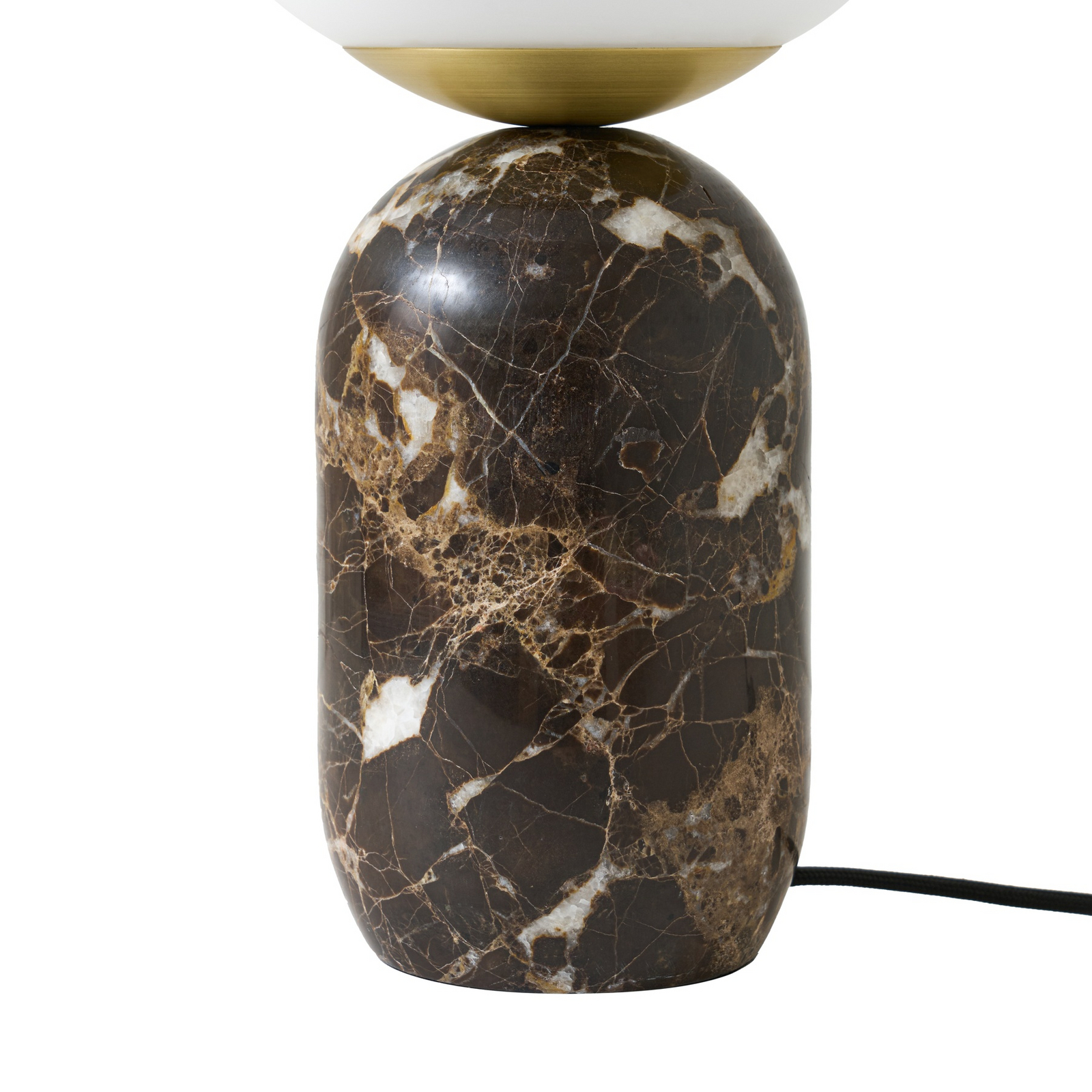 Lennes bordlampe, Ø 20 cm, glass, brun, marmor - Lindby