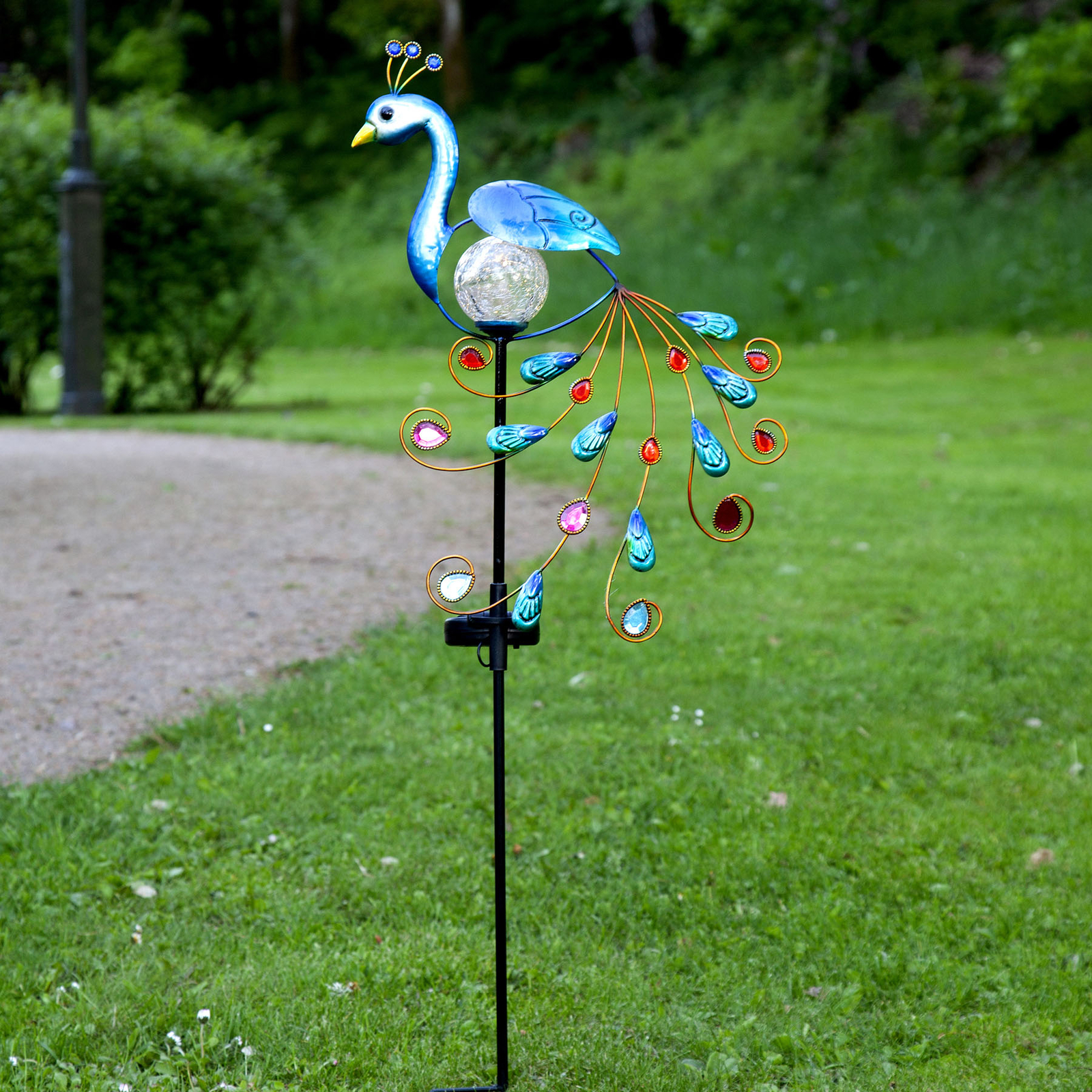 Best Season Peacock LED solar decorative light, peacock figure, metal, glass, 0.06 W, energy efficiency: A+, L: 30 cm, W: 8 cm, H: 78 cm