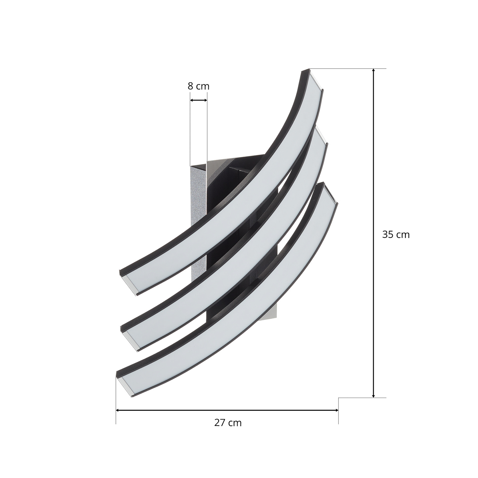 LED-Wandleuchte Largo 3-flg. schwarz