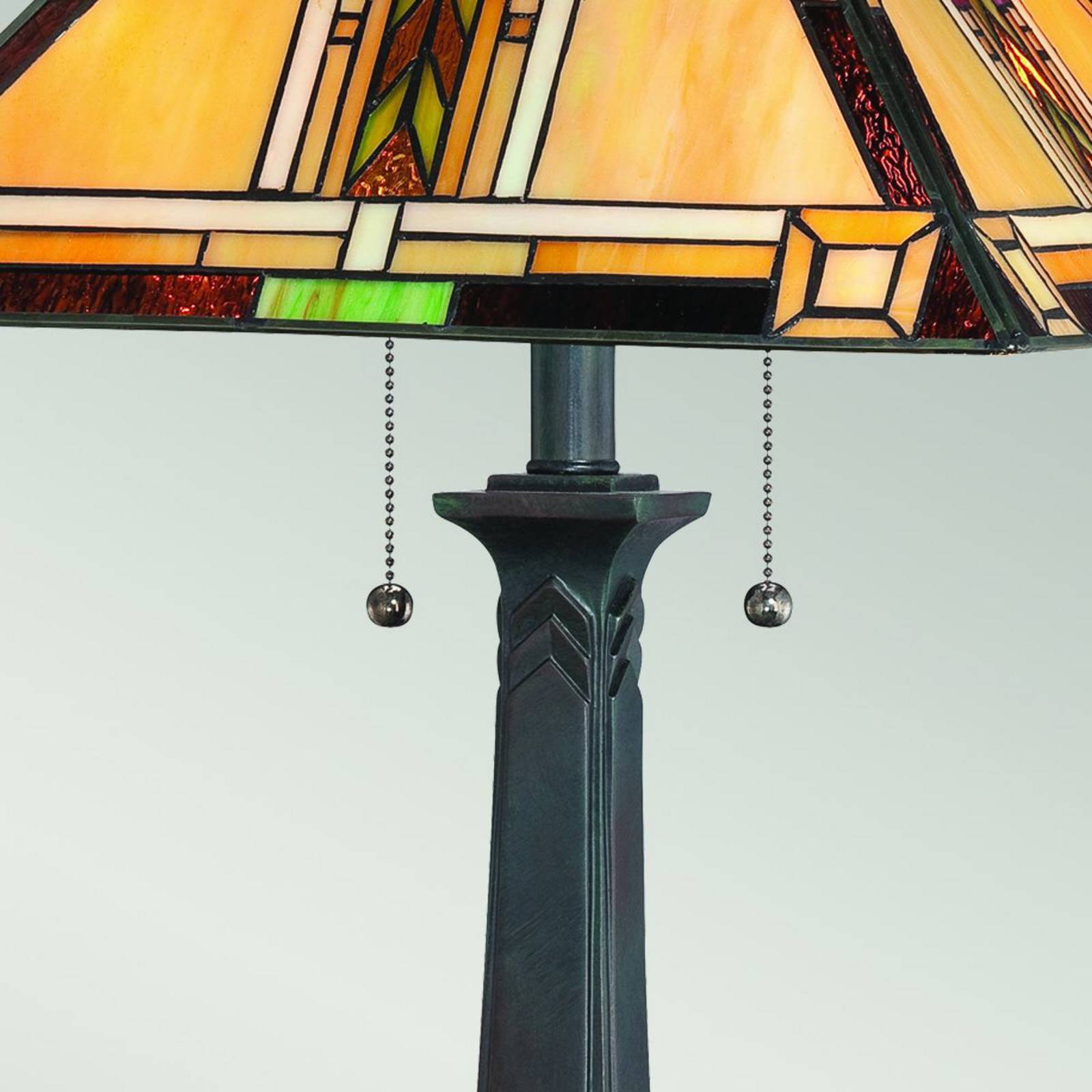 Lampa stołowa Navajo, styl Tiffany, stal, szkło, wielokolorowa