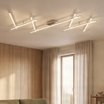 Lindby LED-loftlampe Kerem, 345 cm, nikkelfarvet, metal