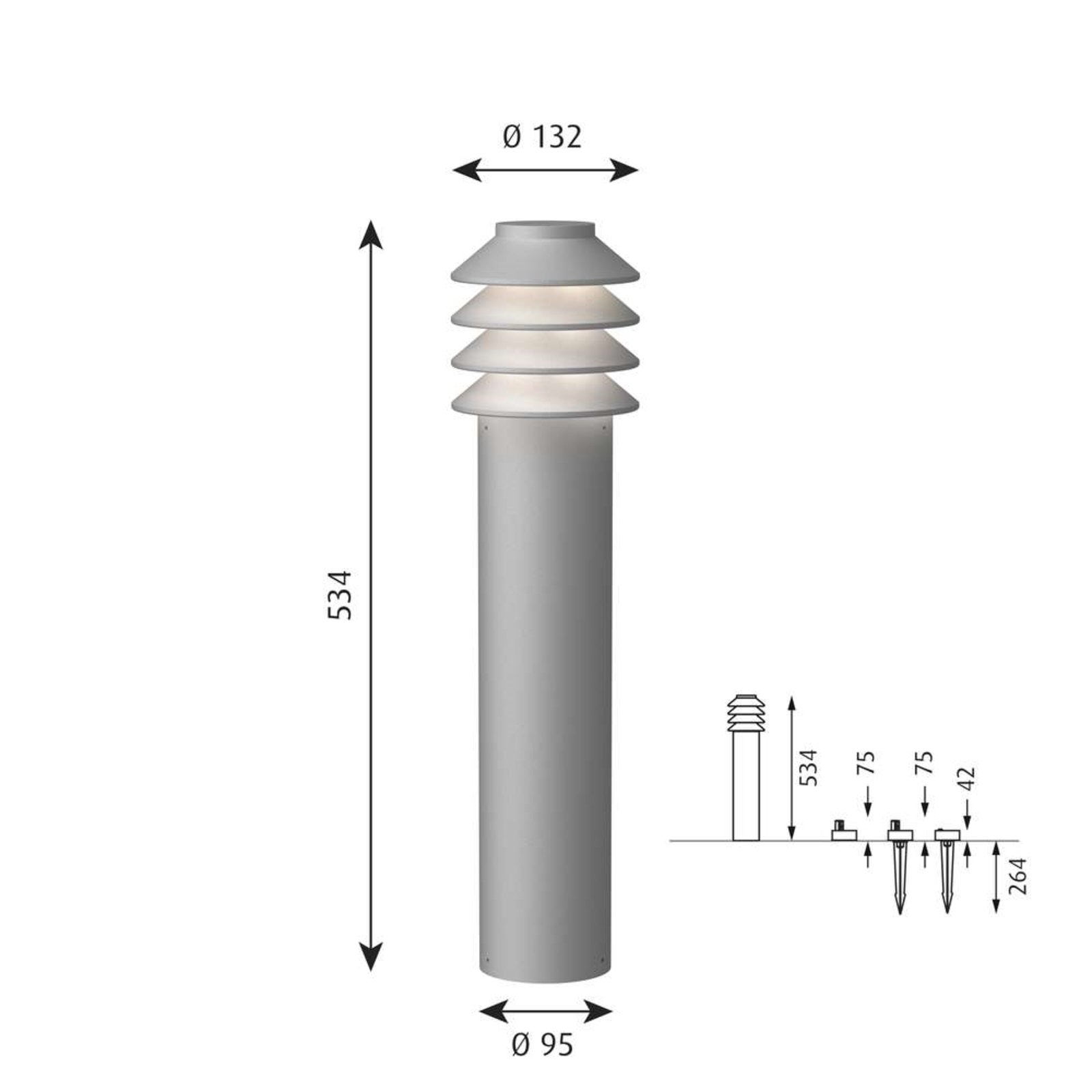 Bysted Garden Trädgårdslampa Long LED 2700K w/Ankere Alu - Louis Poulsen