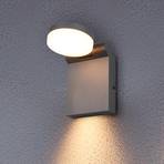 Candeeiro de parede exterior LED Adour, antracite, inclinável, CCT, IP44