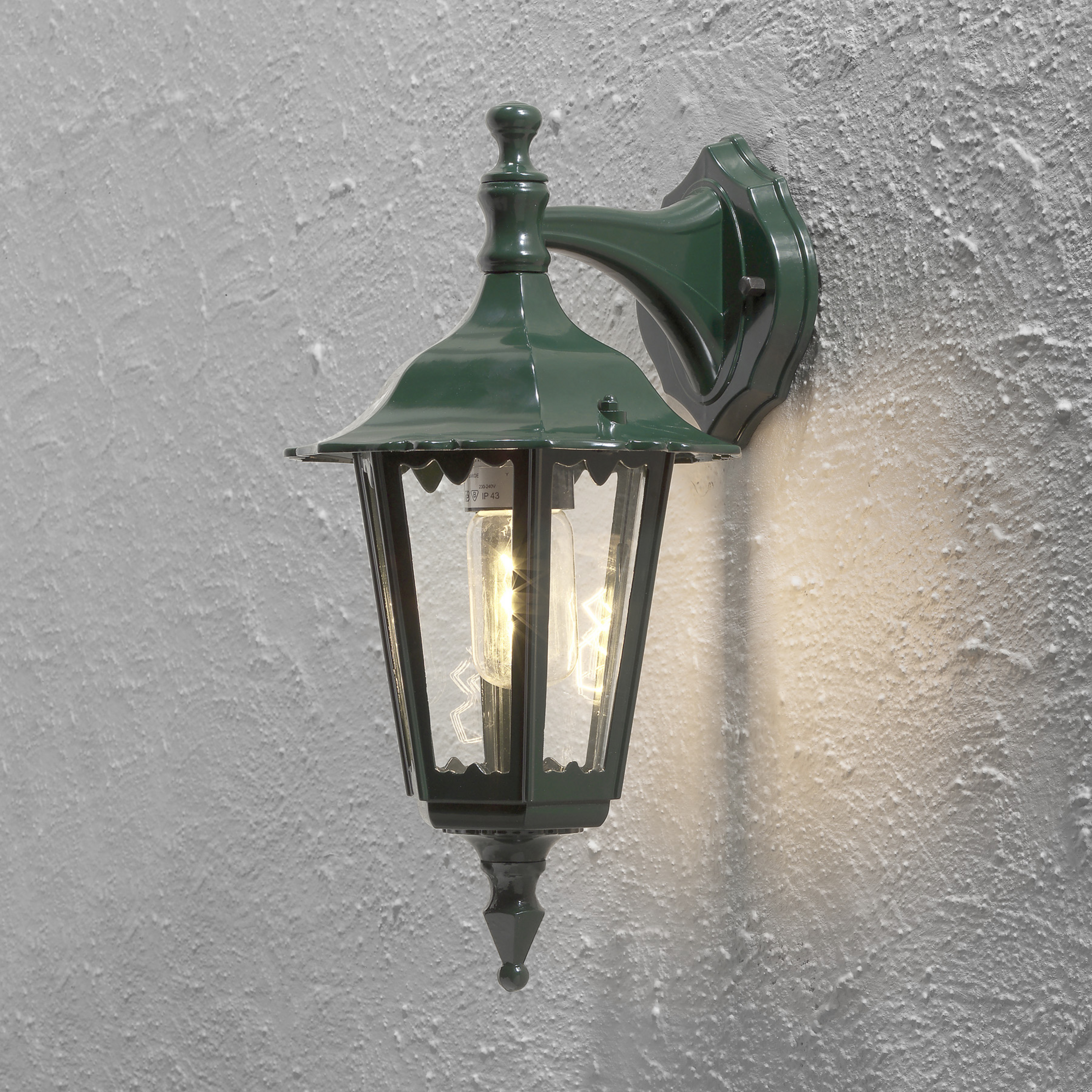 Außenwandleuchte Firenze, grün, Fassung unten, 36 cm