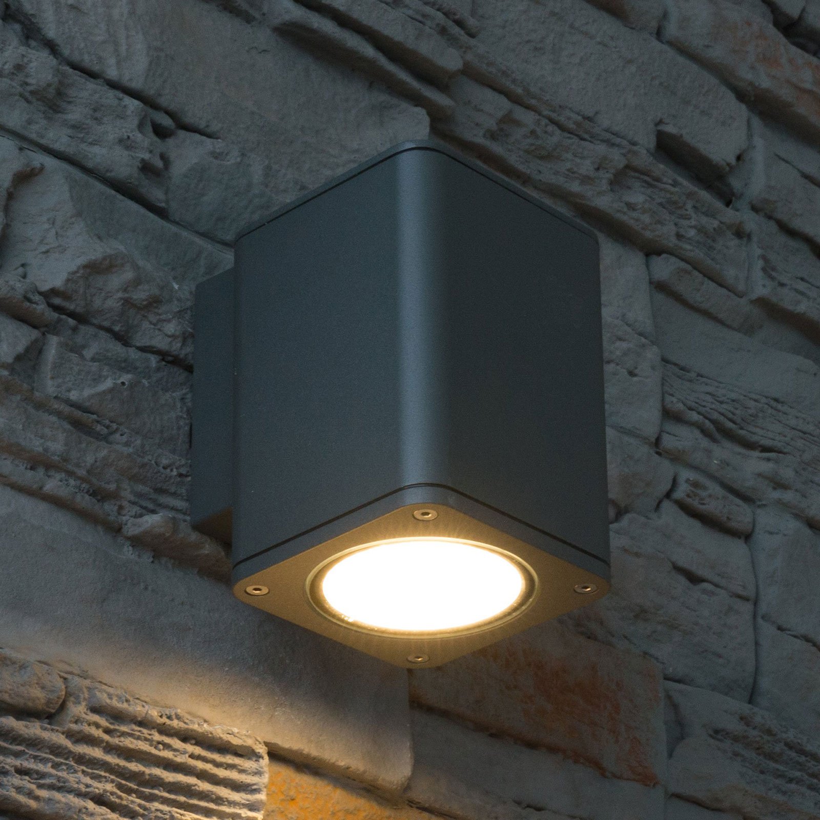 Heitronic Tocho LED outdoor wall light, angular, downlight, aluminium, glass, 13 W, energy efficiency: A, W: 10 cm, H: 13.8 cm