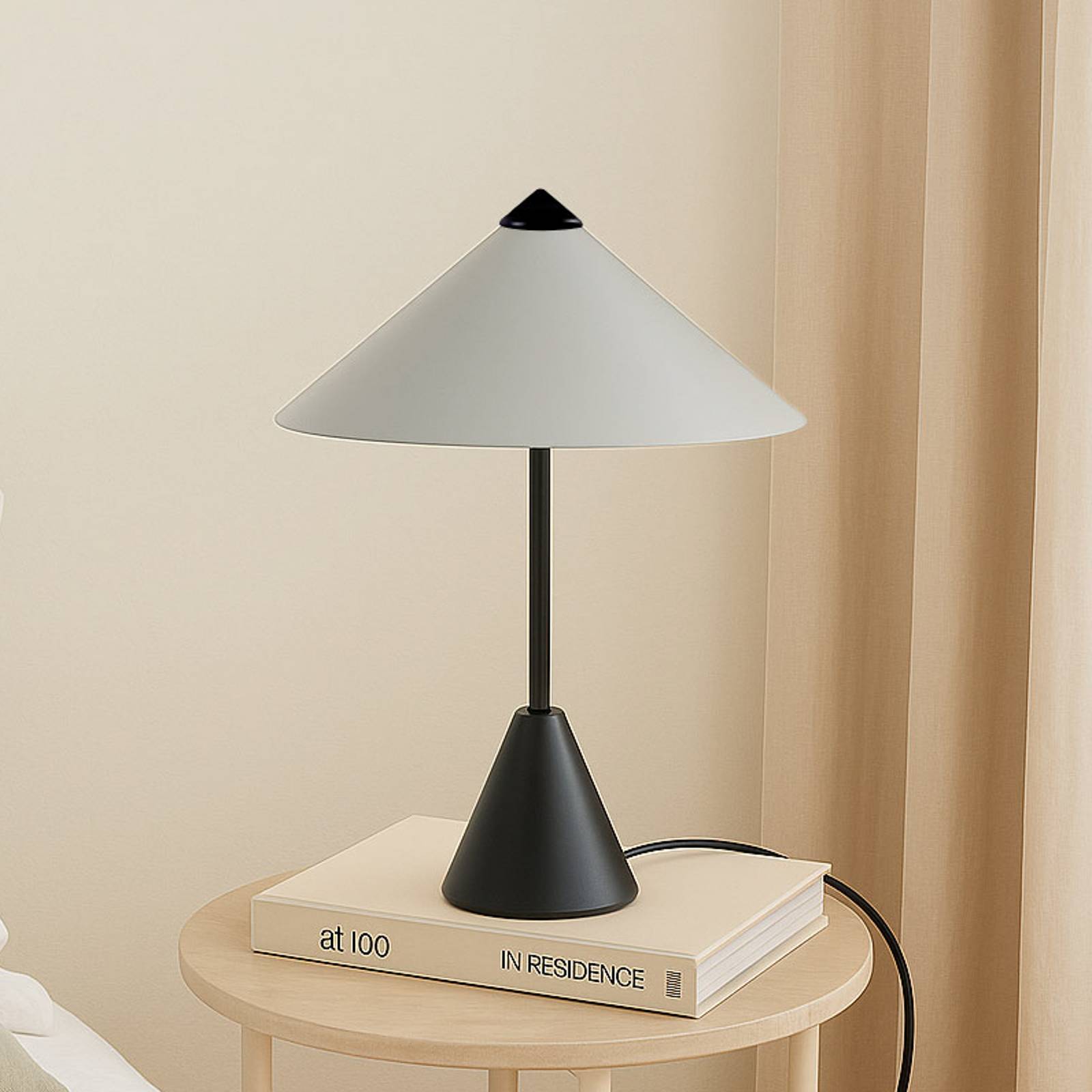 Lindby Tischleuchte Norvik, Höhe 35 cm, schwarz/grau, Metall günstig online kaufen