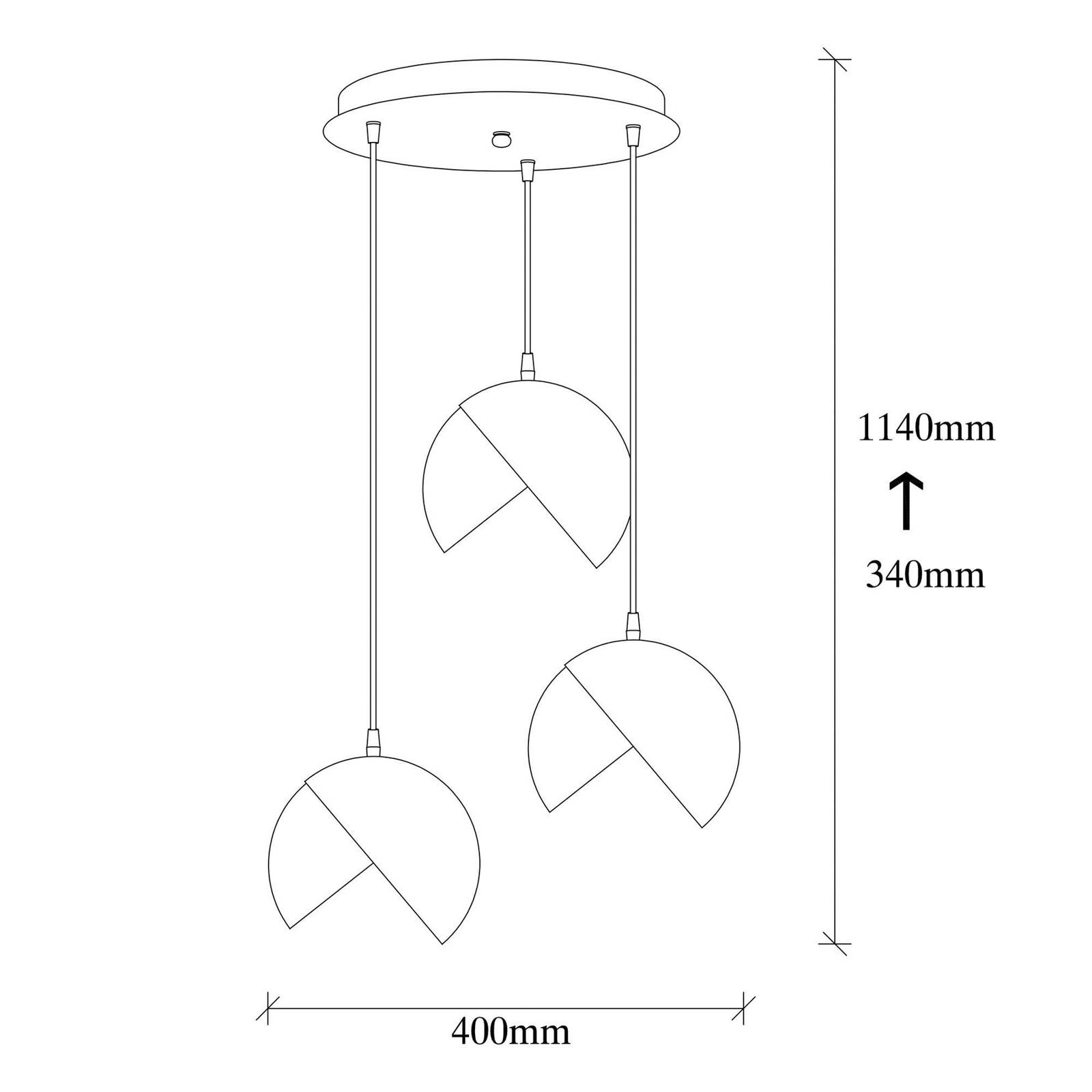 Lampa wisząca Berceste 252-S2 czarna/złota metalowa 3-punktowa okrągła