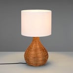 Sprout table lamp, rattan base, fabric lampshade