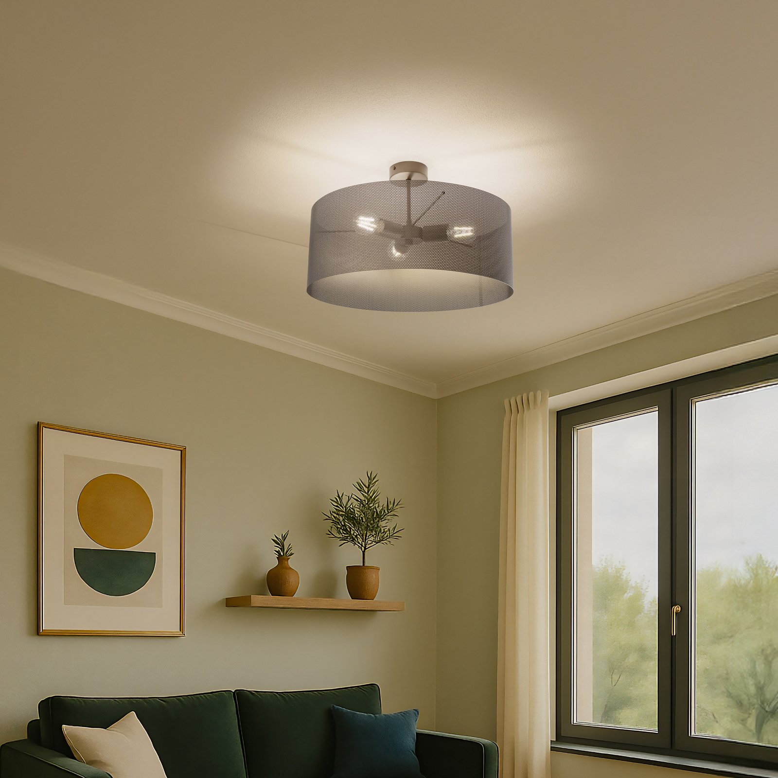 Deckenlampe Zofia, kaffeebraun, Metall, Ø 50 cm, 3-flg., E27