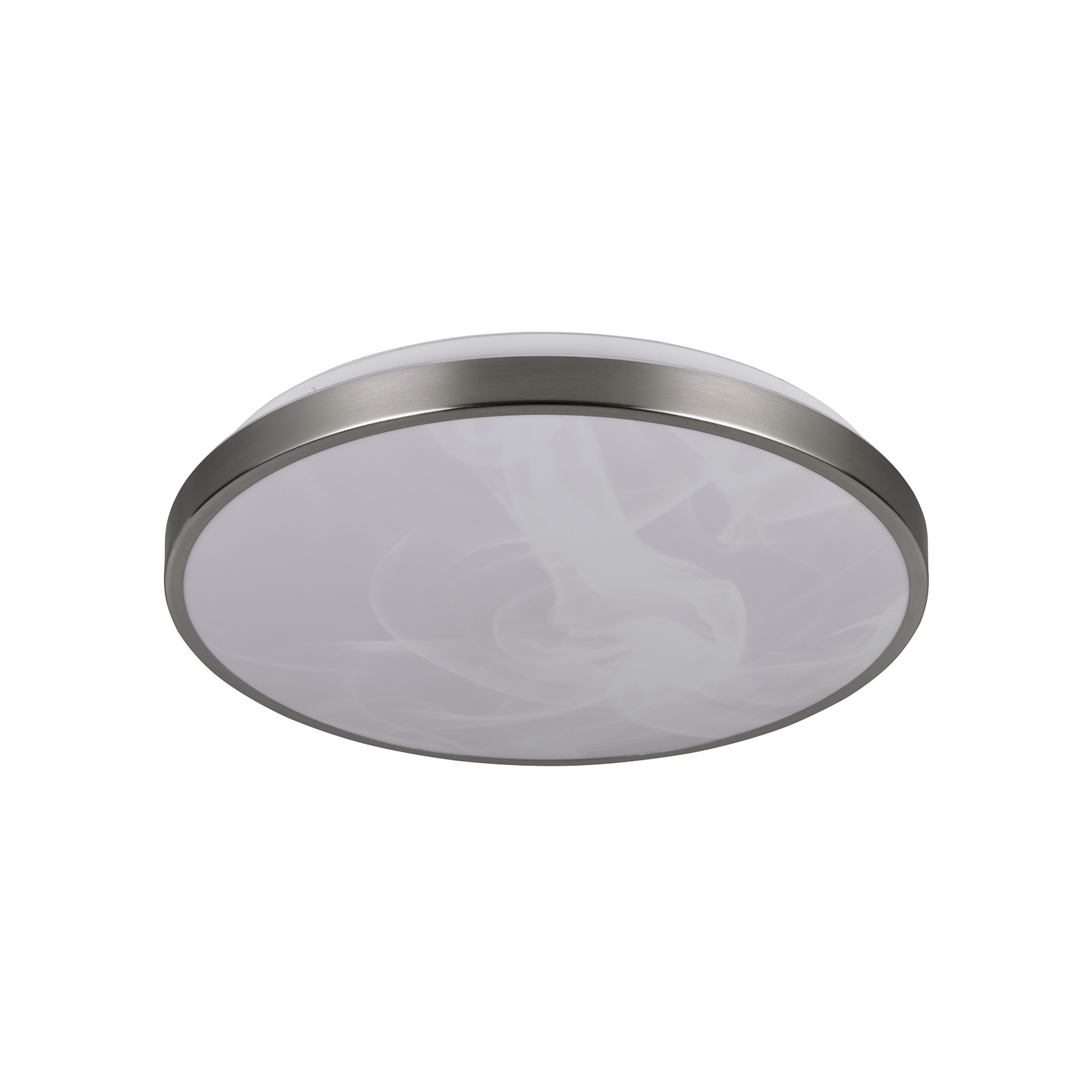 LED griestu lampa „Fena“, matēts niķelis, Ø 38 cm, metāls, IP44