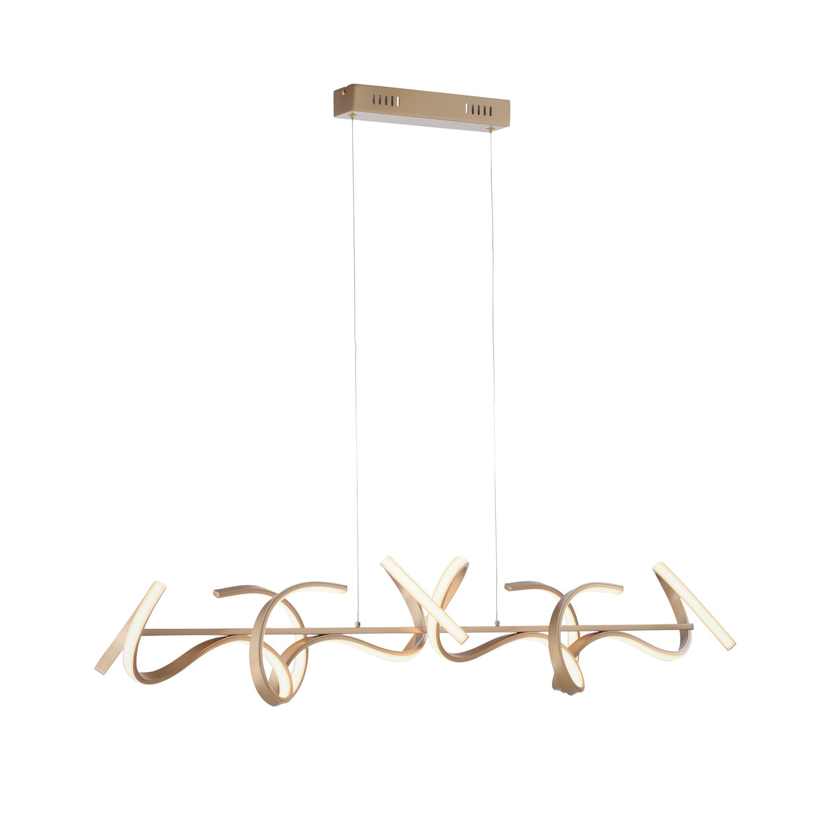 LED-Hängeleuchte Curls, messing, Metall, 99 cm lang, dimmbar LED-Hängeleuchte Curls, messing, Metall, 99 cm lang, dimmbar
