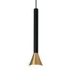 Cylindrical Danka LED pendant light in satin gold