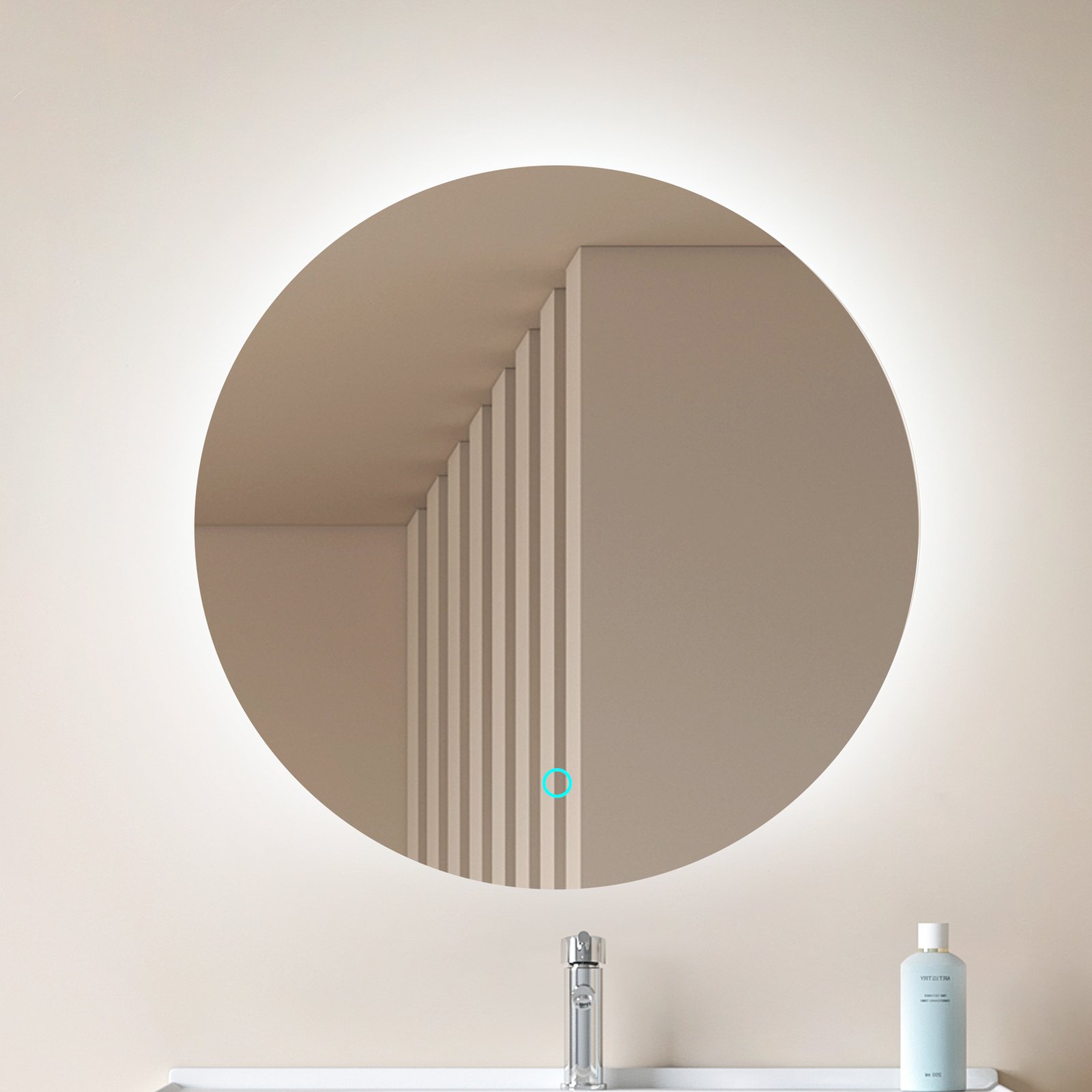 Lucande LED mirror Celestiel, round, heatable, CCT, Ø 60 cm