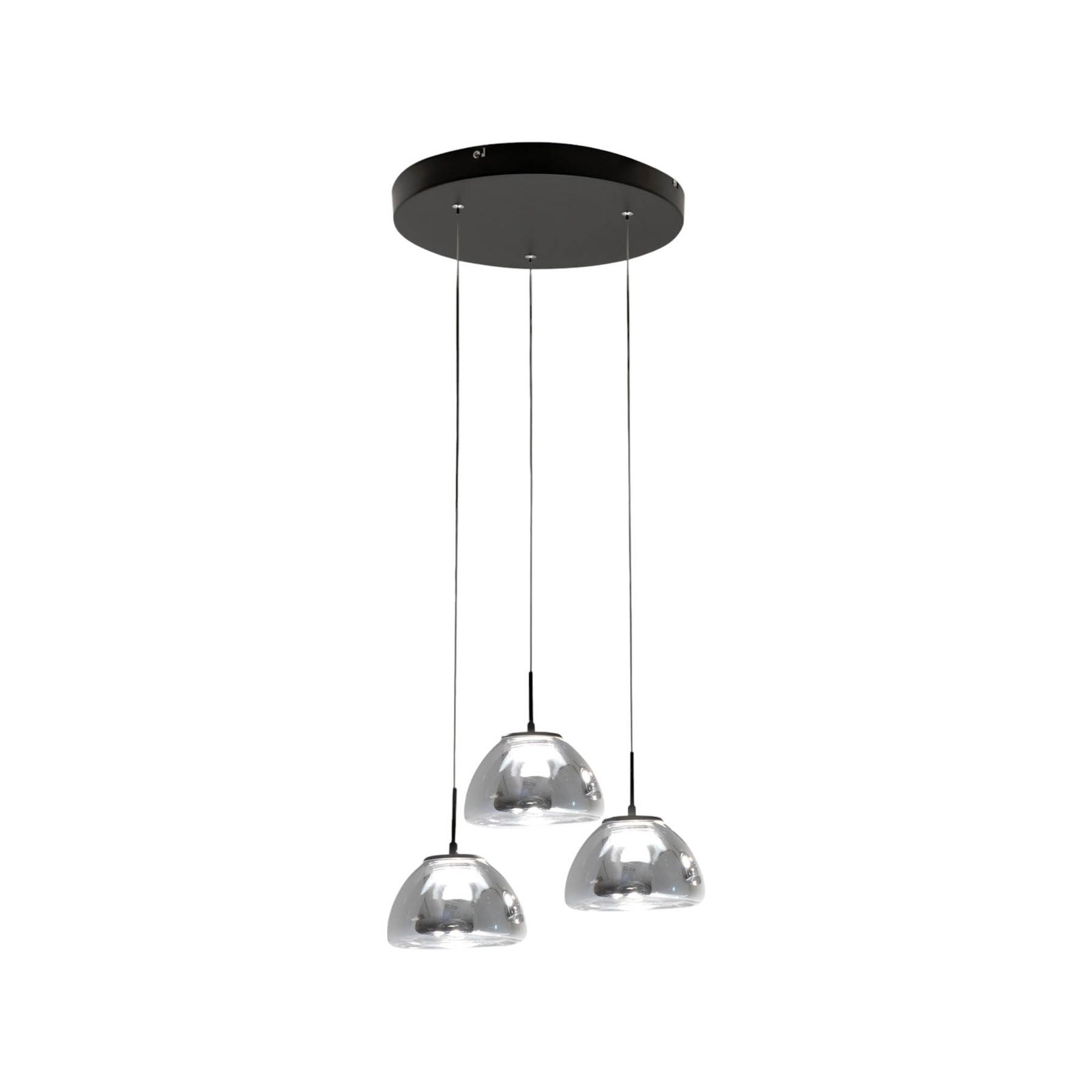 Lucille LED pendant light, 3-bulb, smoke grey, CCT, dimmable