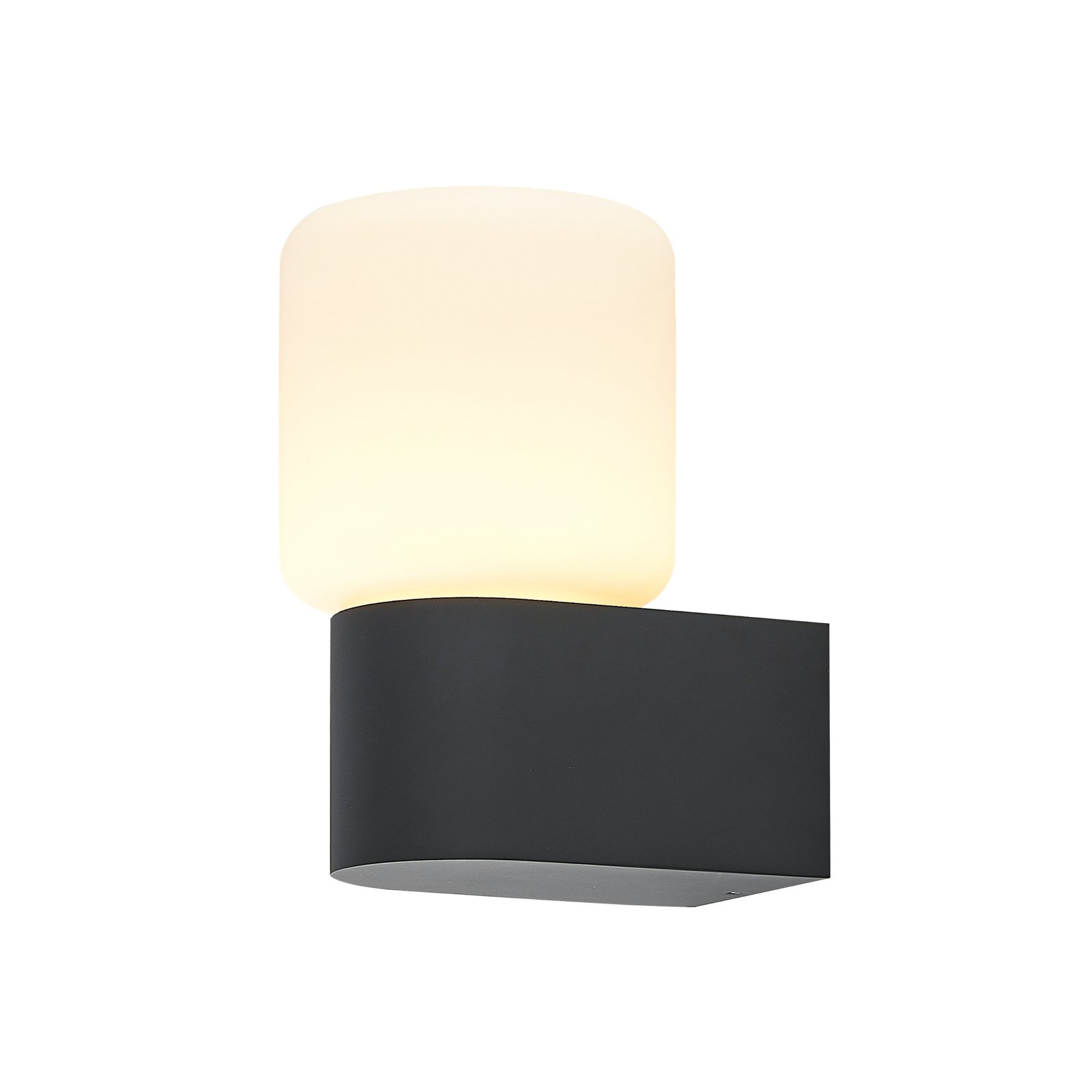 Molto Luce Lanu Flat buitenwandlamp, zwart, aluminium/glas