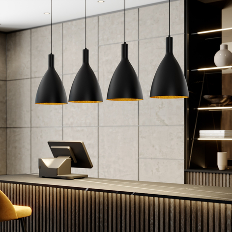 Arcchio Arthuria -riippuvalo, 4-lamp., musta